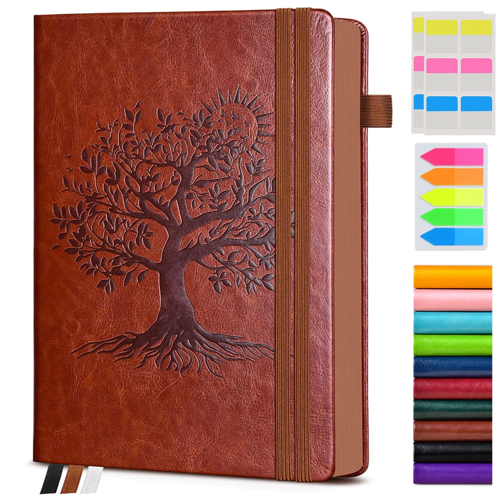 Vintage Leather Journal - 300 Page Lined Journal Notebook with Numbered Pages,A5 Notebook for Women Men,Travel Diary,Daily Journal for Writing, Note Taking, School & Work (5.8" x 8.3")