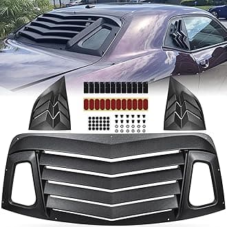 Rear & Side Window Louvers, Windshield Sun Shade Cover Compatible with Dodge Challenger 2008-2023 in GT Lambo Style, ABS Material Sun Rain Shade Vent Matte Black