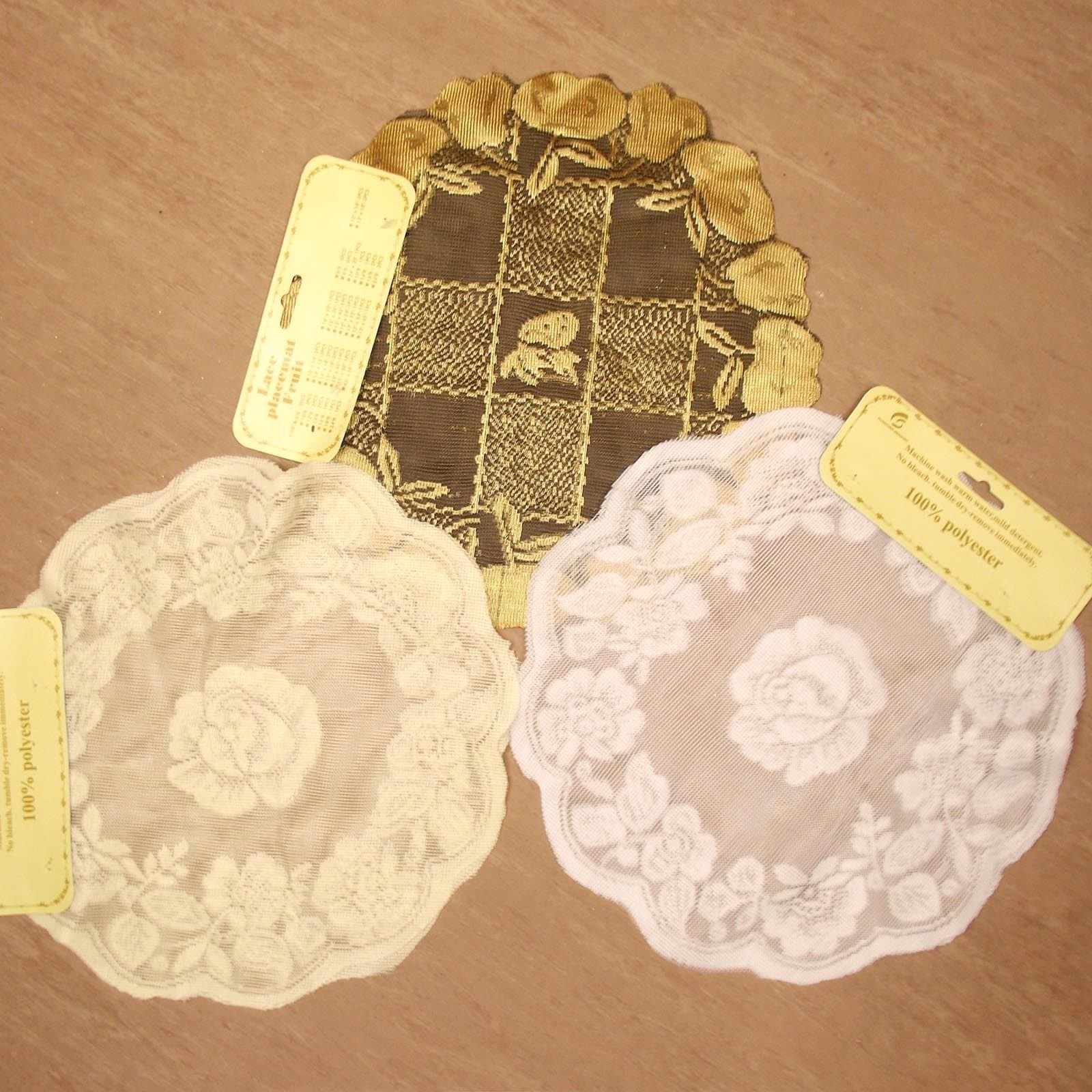 60cm or 2X 36cm Round Rectangle Lace Table Cloth Doilie Covering Vintage (2X Small Circle (36cm), White)