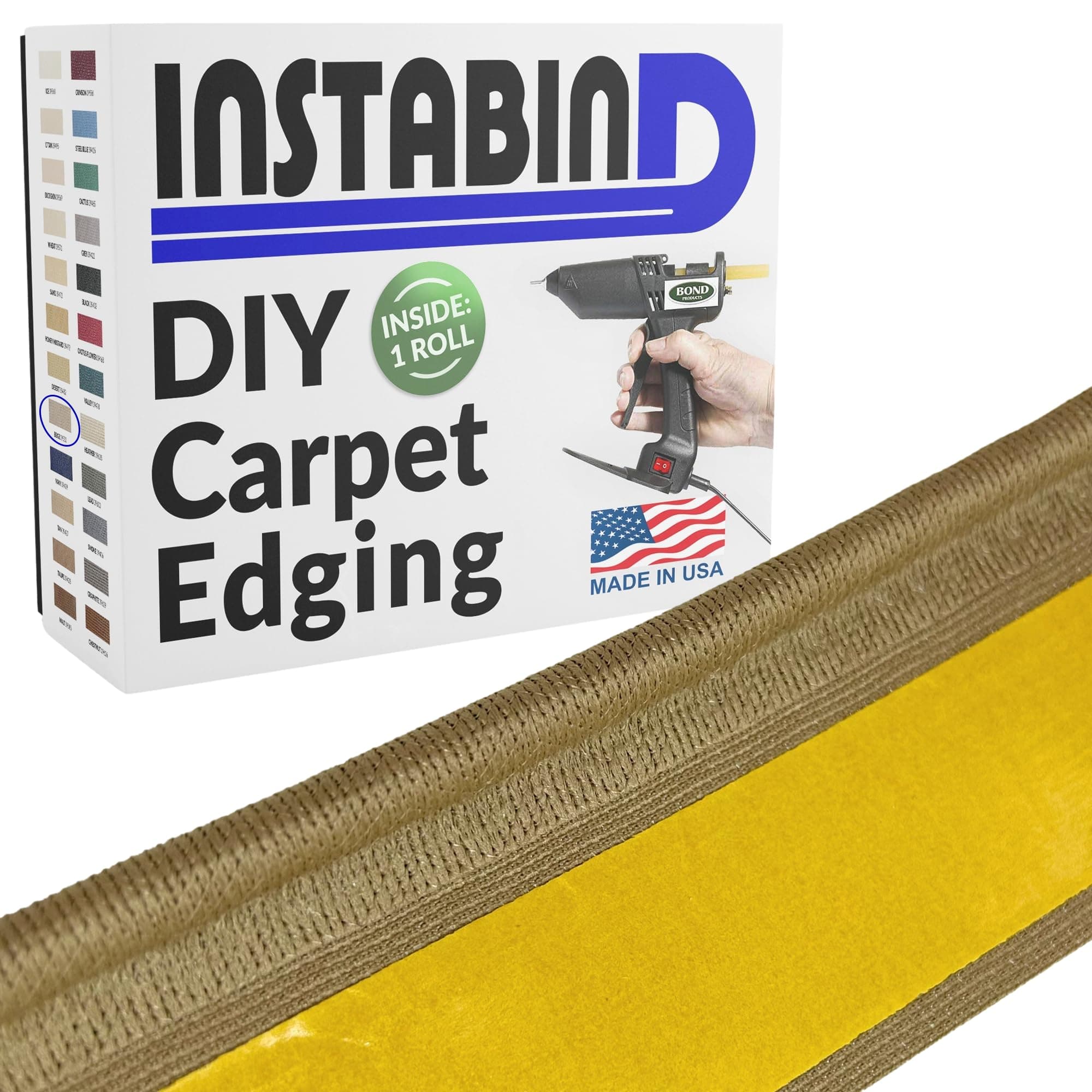 Carpet Binding - Regular Style, Perfect for Rug Bindings, Area Rugs Durable Hold, DIY Carpet Finish Edge - Beige, 55' Roll