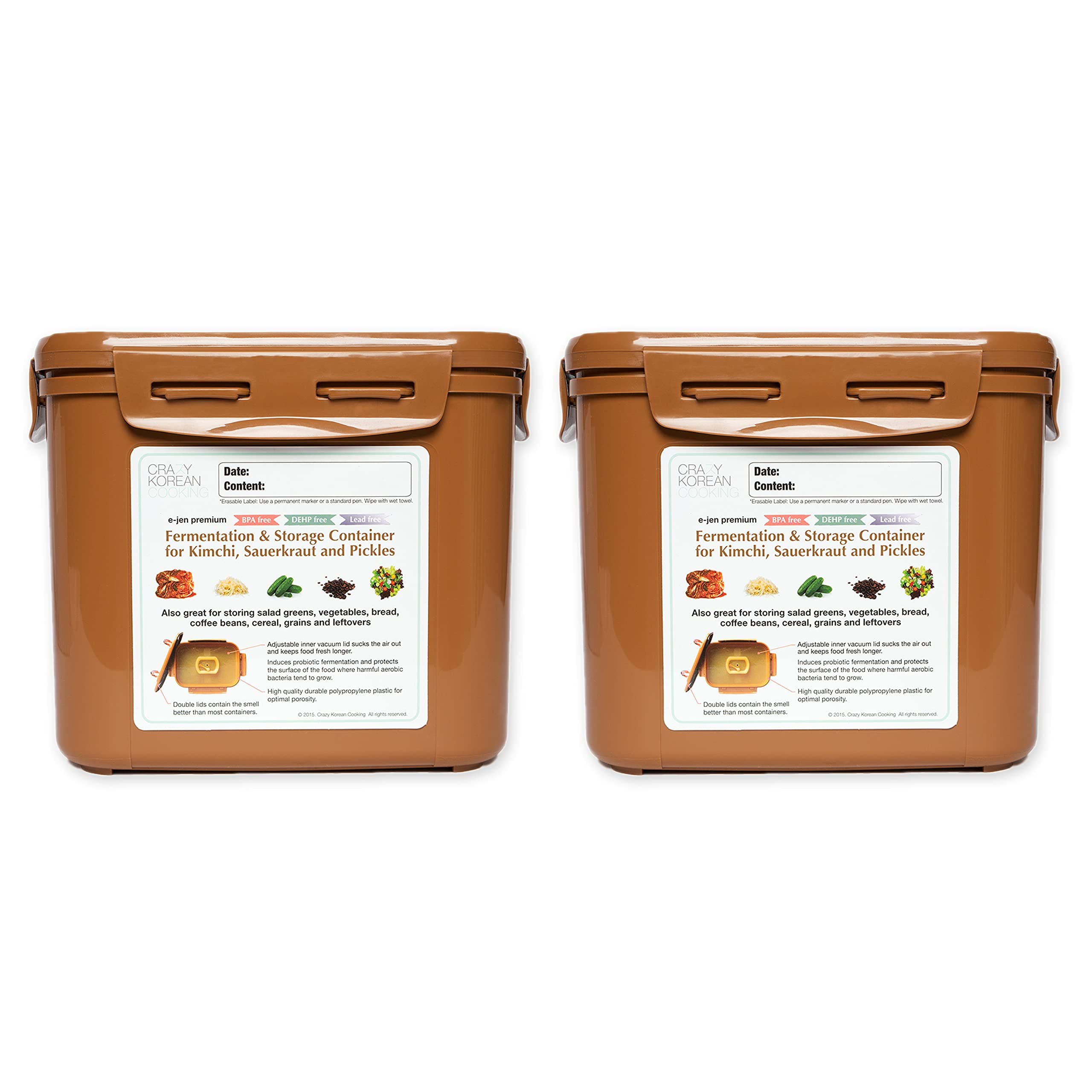 Authentic Kimchi Container 0.9 Gal (3.4L) 2 PACK