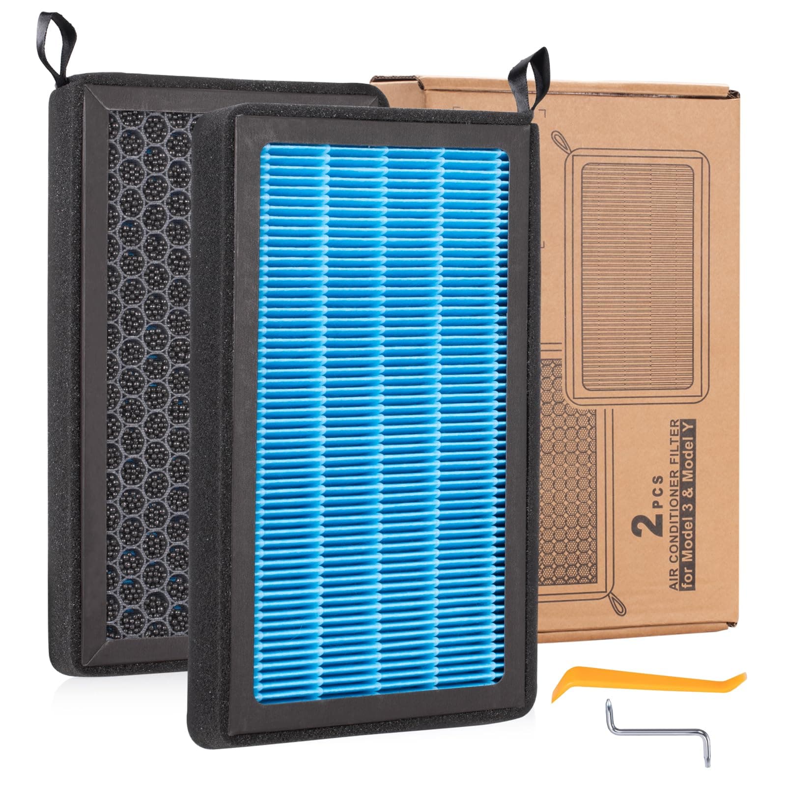 Spurtar HEPA Air Filter for Tesla Model 3 Model Y 2016-2025, 2 Pack Cabin Air Filter Replacement with Activated Carbon for Tesla