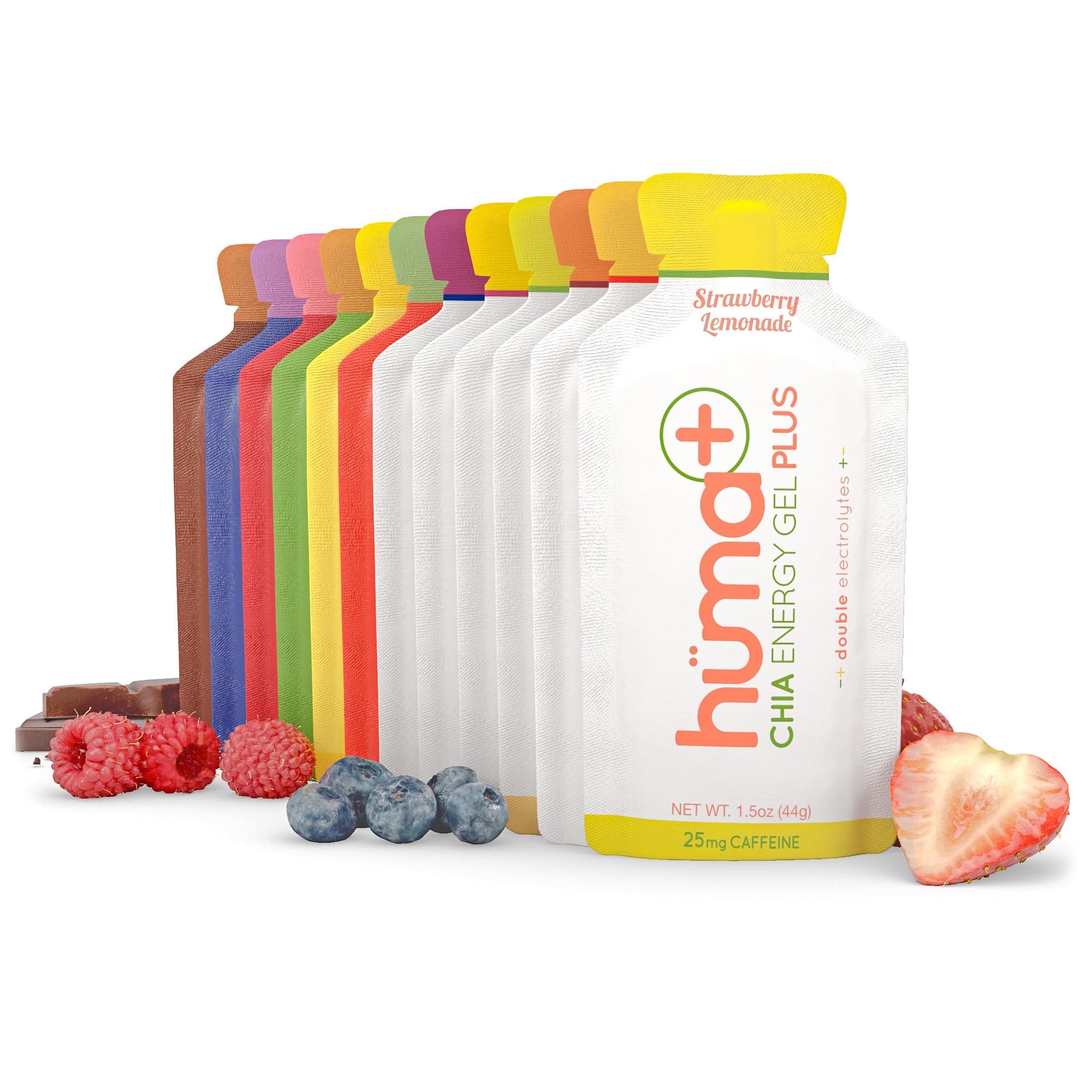 (12 Gels, Double Variety - PLUS & Standard) - Huma PLUS - Chia Energy Gel, Variety, 4 PLUS and 8 Standard Gels - Premier Sports Nutrition for Endurance Exercise