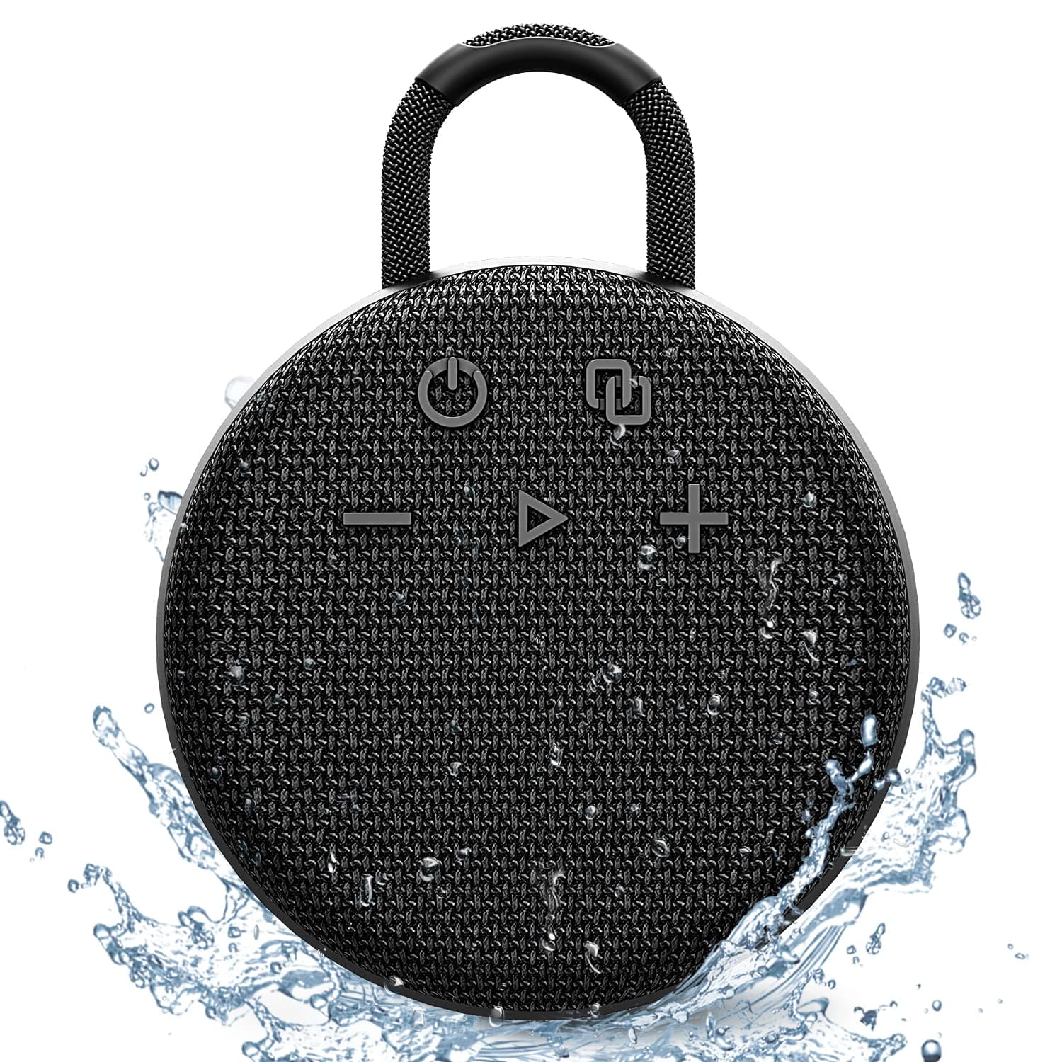 Mini Bluetooth Speaker – Bluetooth 5.3 with 6956C Chipset, IPX7 Waterproof, Rubberized Shell, Clip-On Lanyard, Ultra-Portable for Shower, Pool, Teens, Backpack, Gifts (Black)
