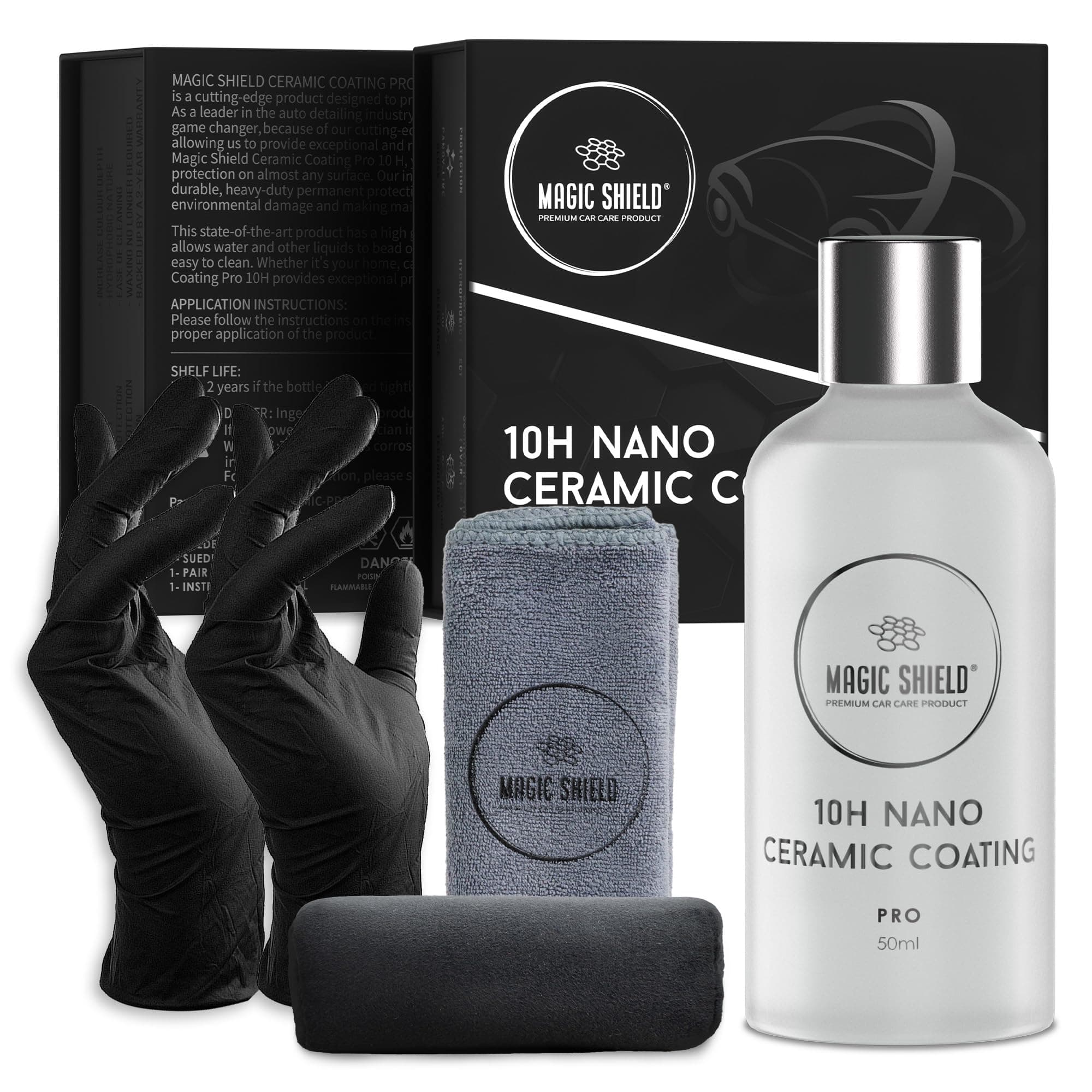 Magic Shield Ceramic Coating PRO 10H - Self-Healing | Long lasting for 2 cars+ | Advanced SiO2 Protection | Easy Application | Candy-Like Gloss | Perfect for Cars, Motorcycles, RVs, and Boats (50ml)