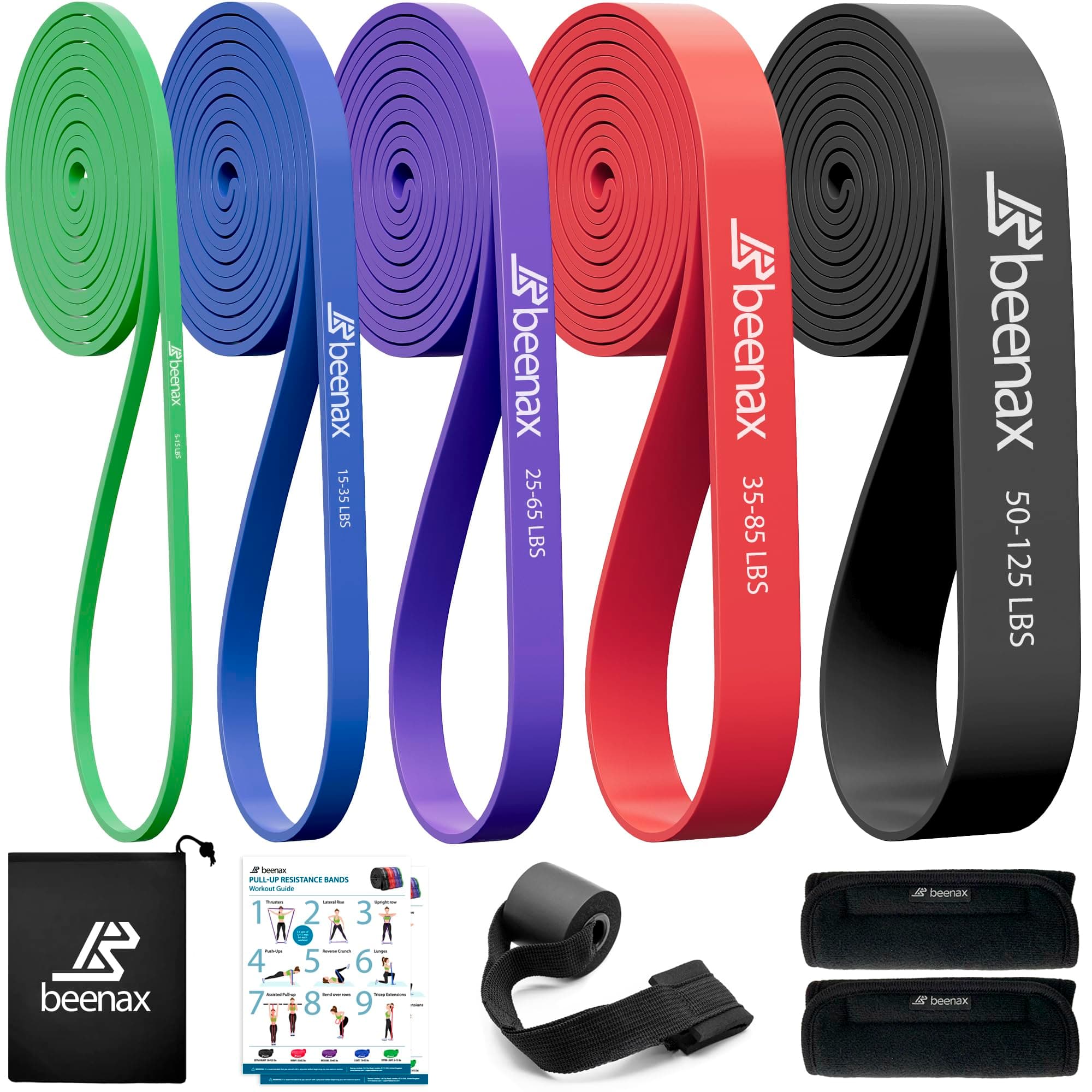 Resistance Bands Pull Up Set, 5 Levels Exercise Bands Men Women for Calisthenics, Powerlifting, Bodyweight Training, Stretching, Mobility, Yoga, Pull Up Assistance Bands