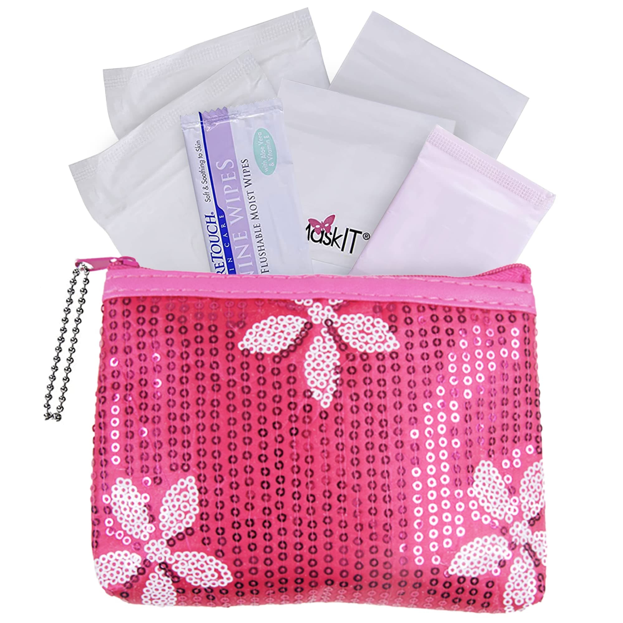 Menstruation Kit - First Kit to-go! (Starter Kit with Organic & Biodegradable Pads) (Pink)