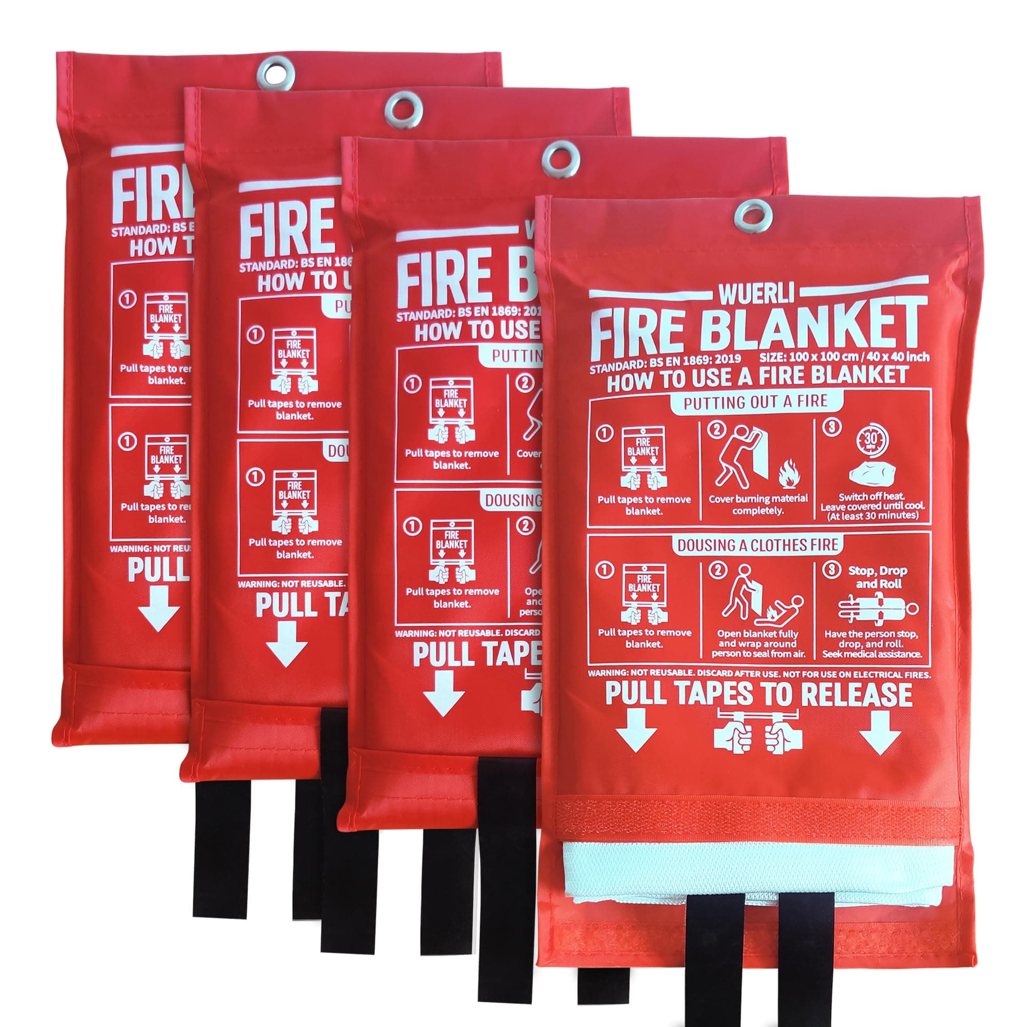 - Fire Blanket for Home and Kitchen,40" x 40",4 Pack,Emergency Fire Blanket