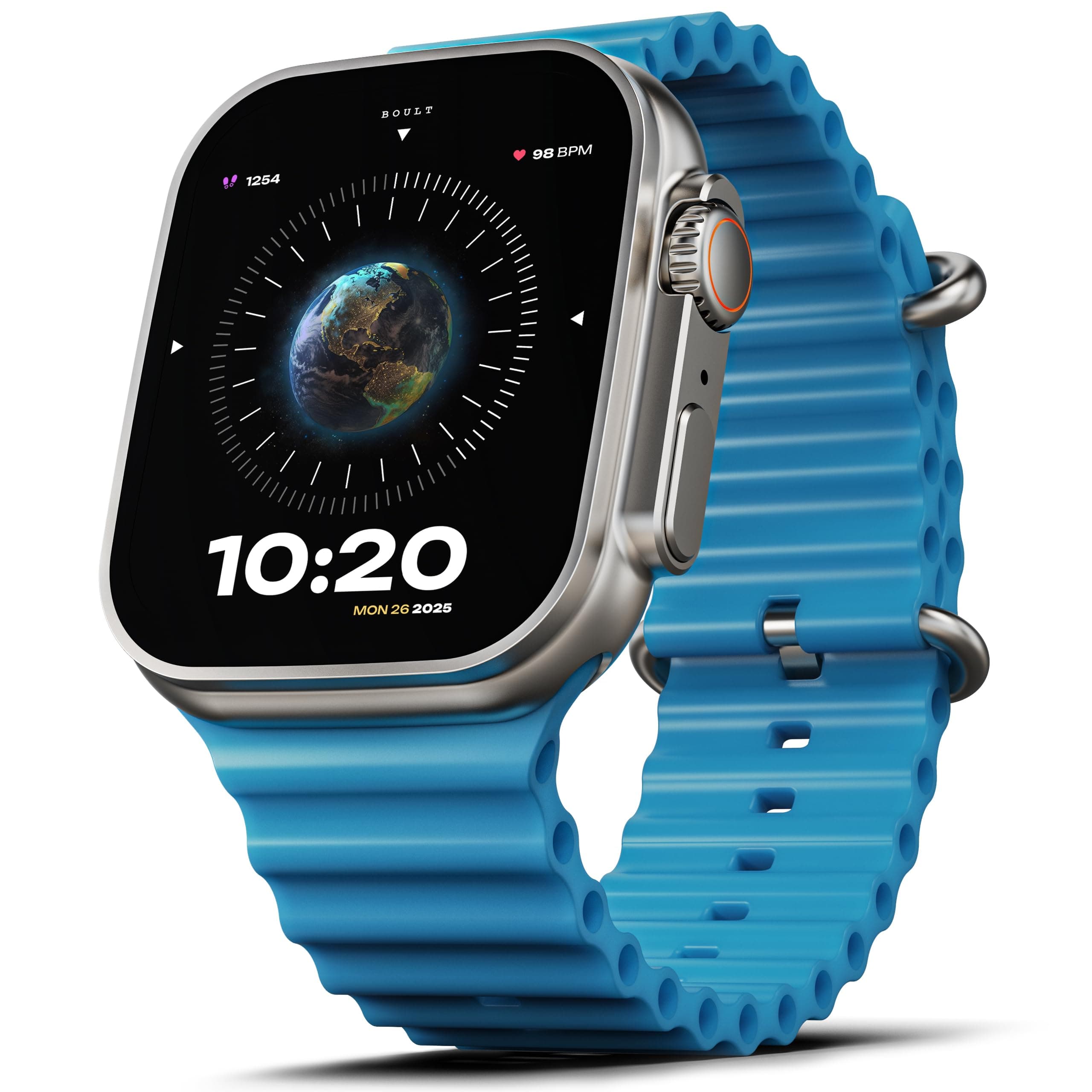 Boult Newly Launched Crown Smart Watch 1.95'' Display, Bluetooth Calling, Working Crown, Zinc Alloy Frame, 900 Nits Brightness, AI Voice Assistant, SpO2 Monitoring, 100+ Sports Mode (Blue)