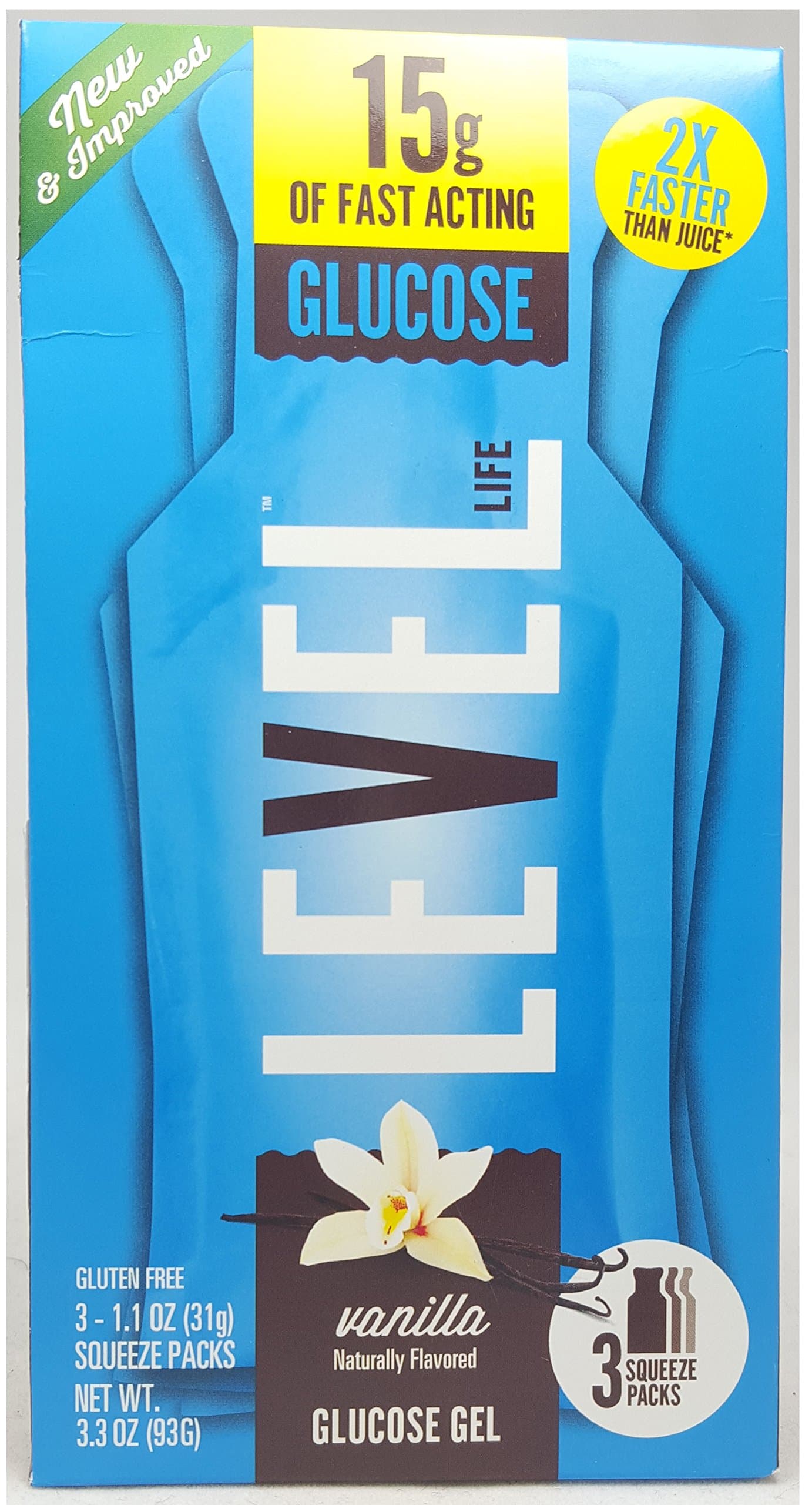 Level One Glucose Gel 15g Vanilla - 3 ea