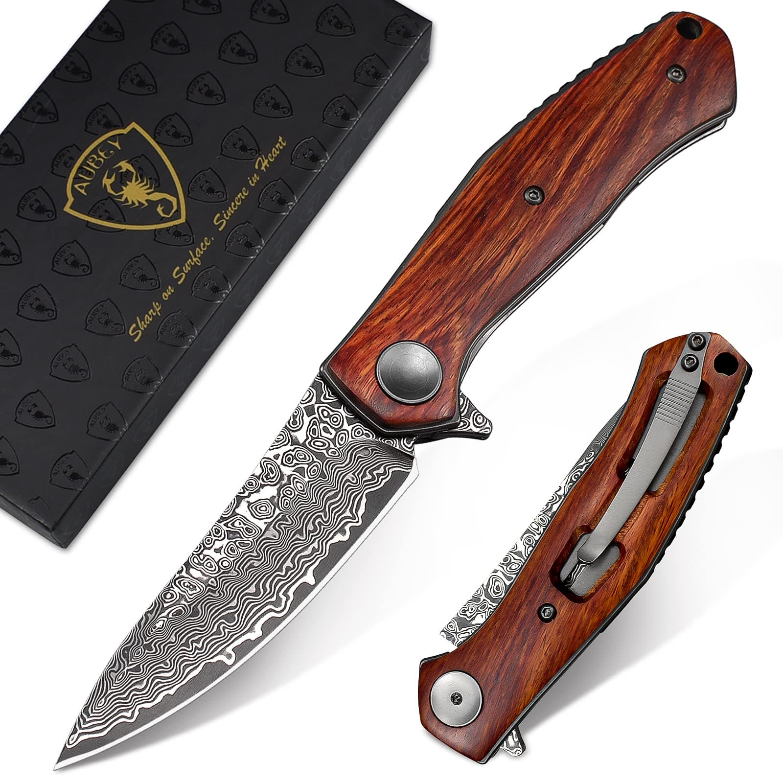 DAMASCUS POCKET EDC KNIFE