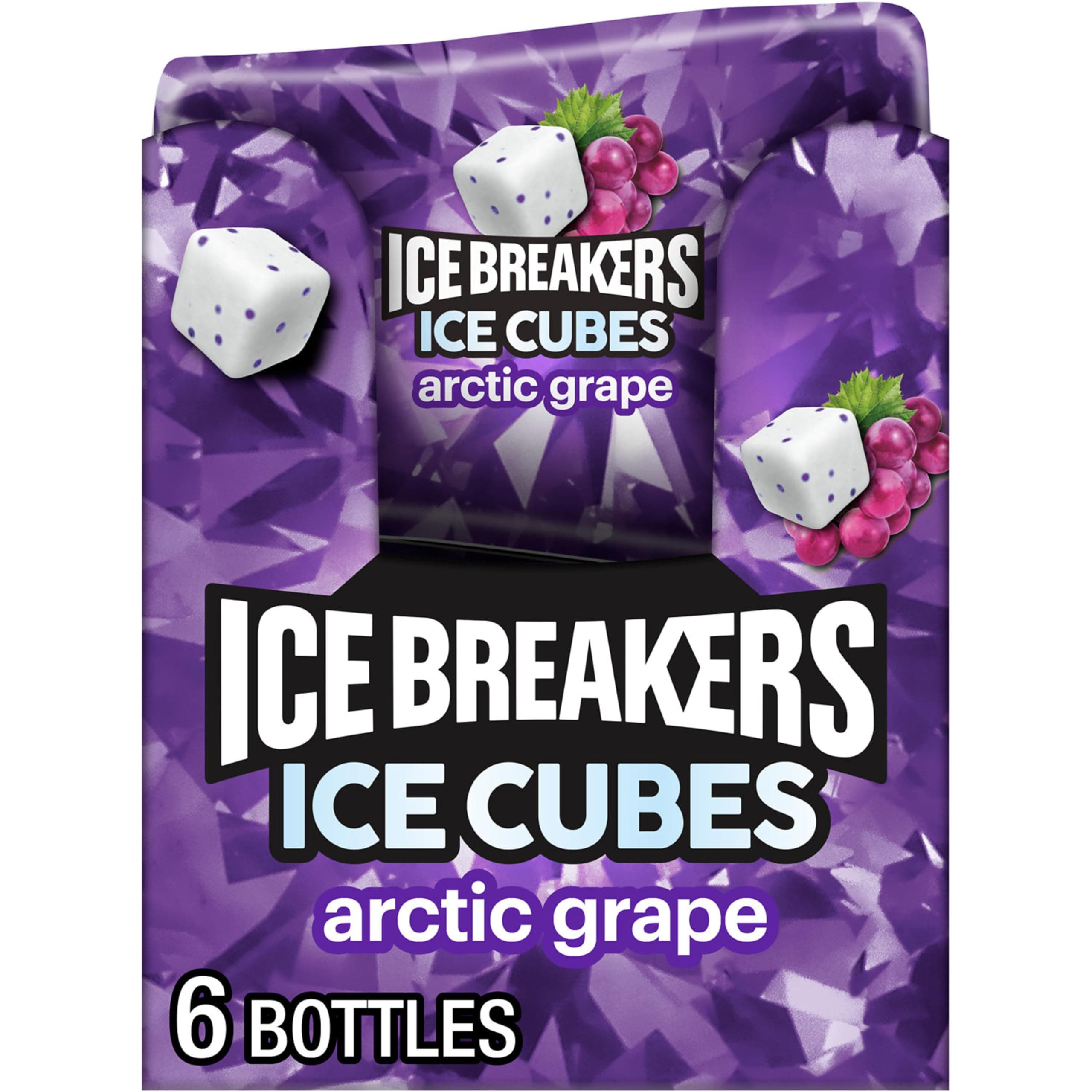 ICE CUBES Arctic Grape Flavored Sugar Free Chewing Gum, Made with Xylitol, 40 Piece Container (6 ct)