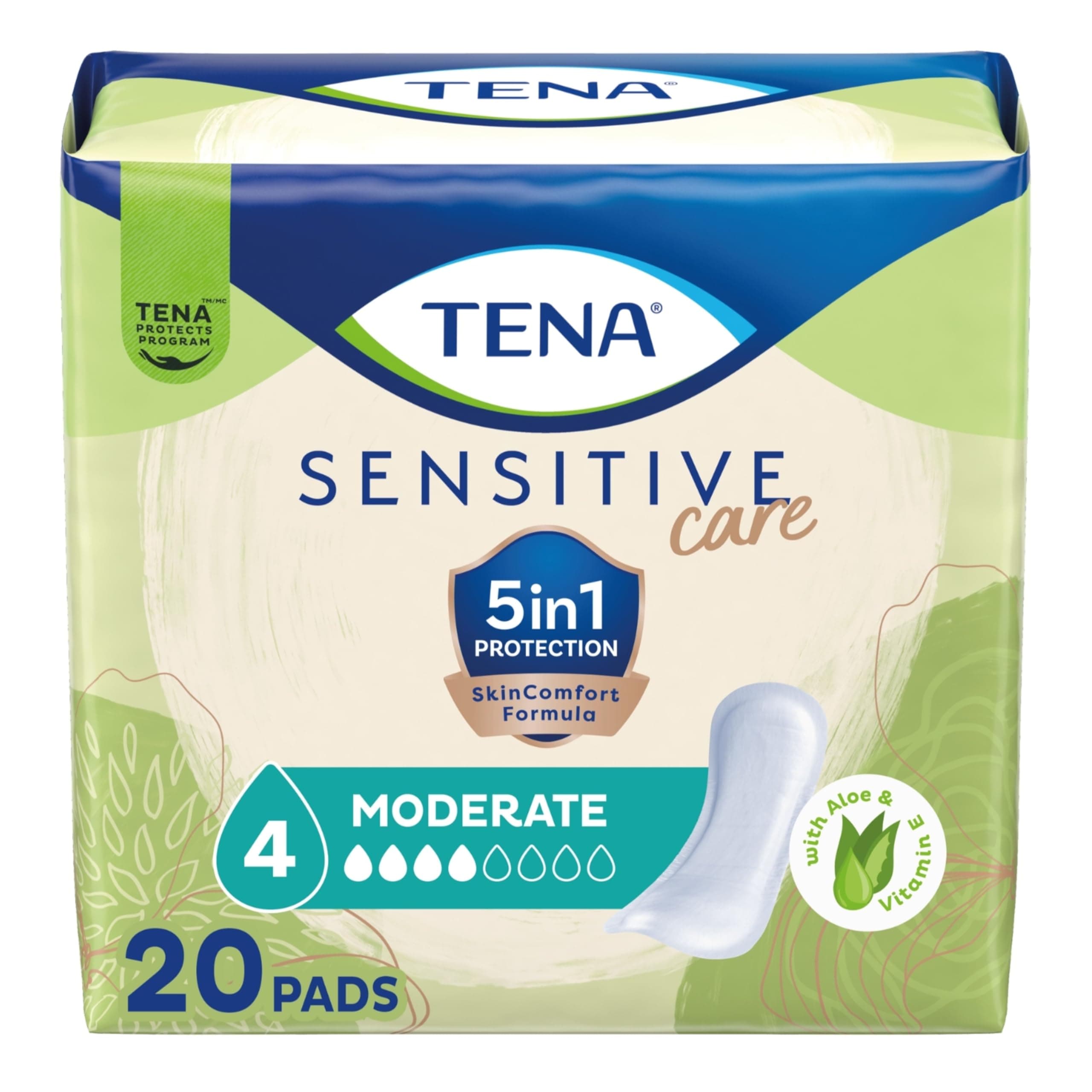 TENA Serenity Protective Pads, Moderate Absorbency, Regular, 20 Count