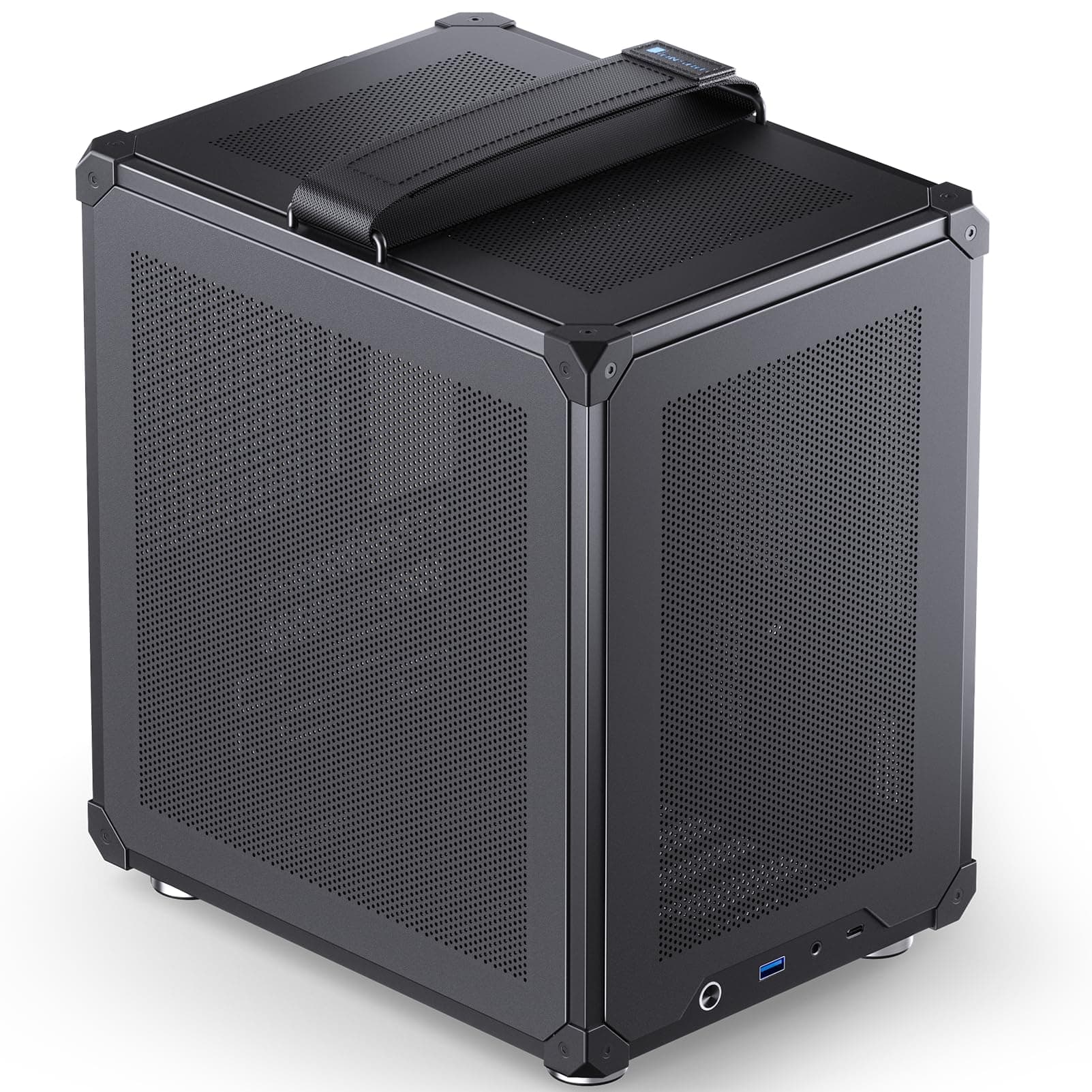 JONSBO C6-ITX Black Mini ITX Handled Mesh PC Case, Simple Compact Desktop Chassis, SP MB mini-ITX/Mini-DTX, ATX Power Bite (L140mm Max.), 170mm Tower Cooler,Tool-Free Open SFF Case, Black