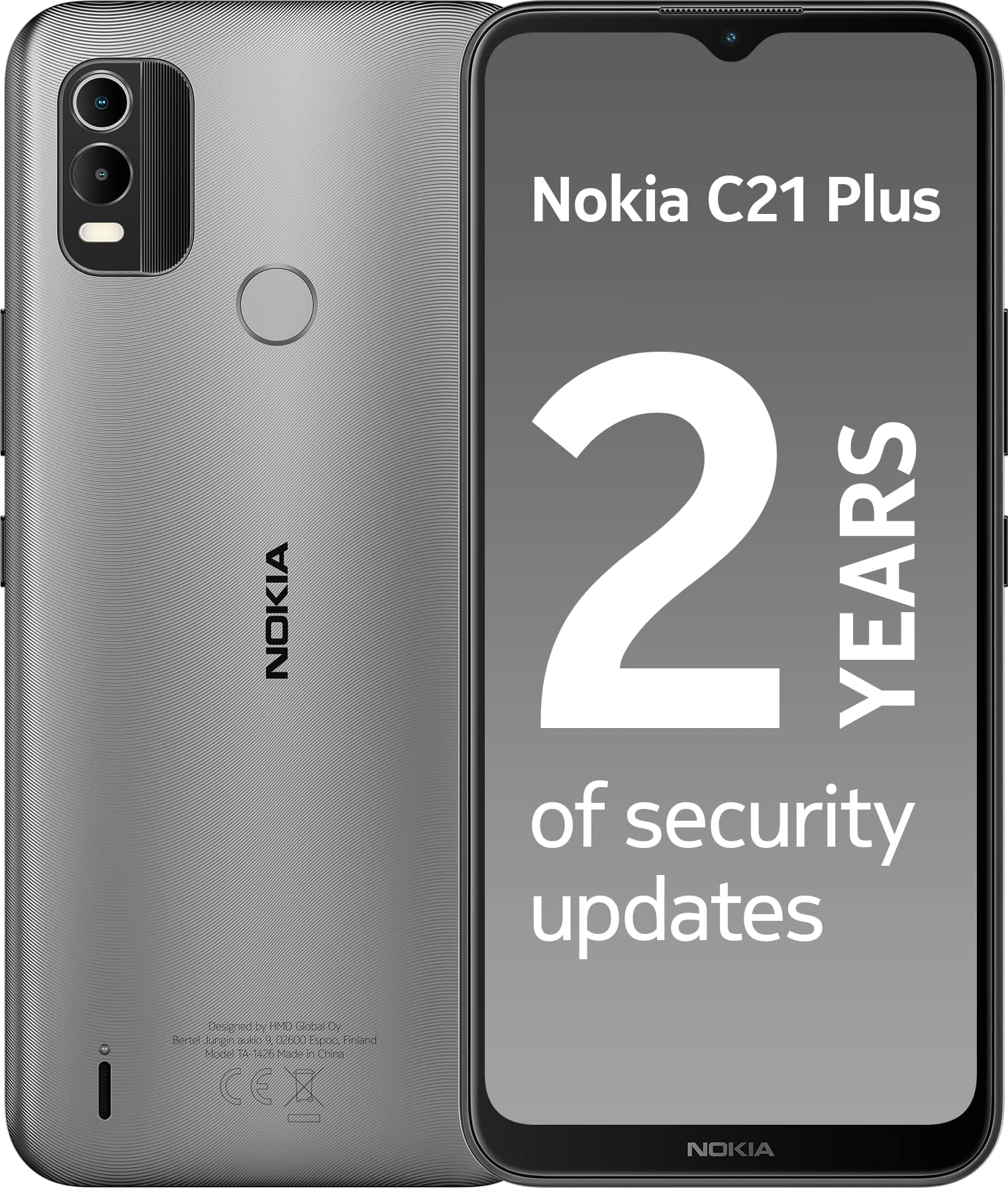 Nokia C21 Plus Smartphone with 6.5" HD+ Display, Toughened Glass, 2-Day Battery Life, 13MP Dual-Camera with HDR, Panorama & Beautification-dual Sim