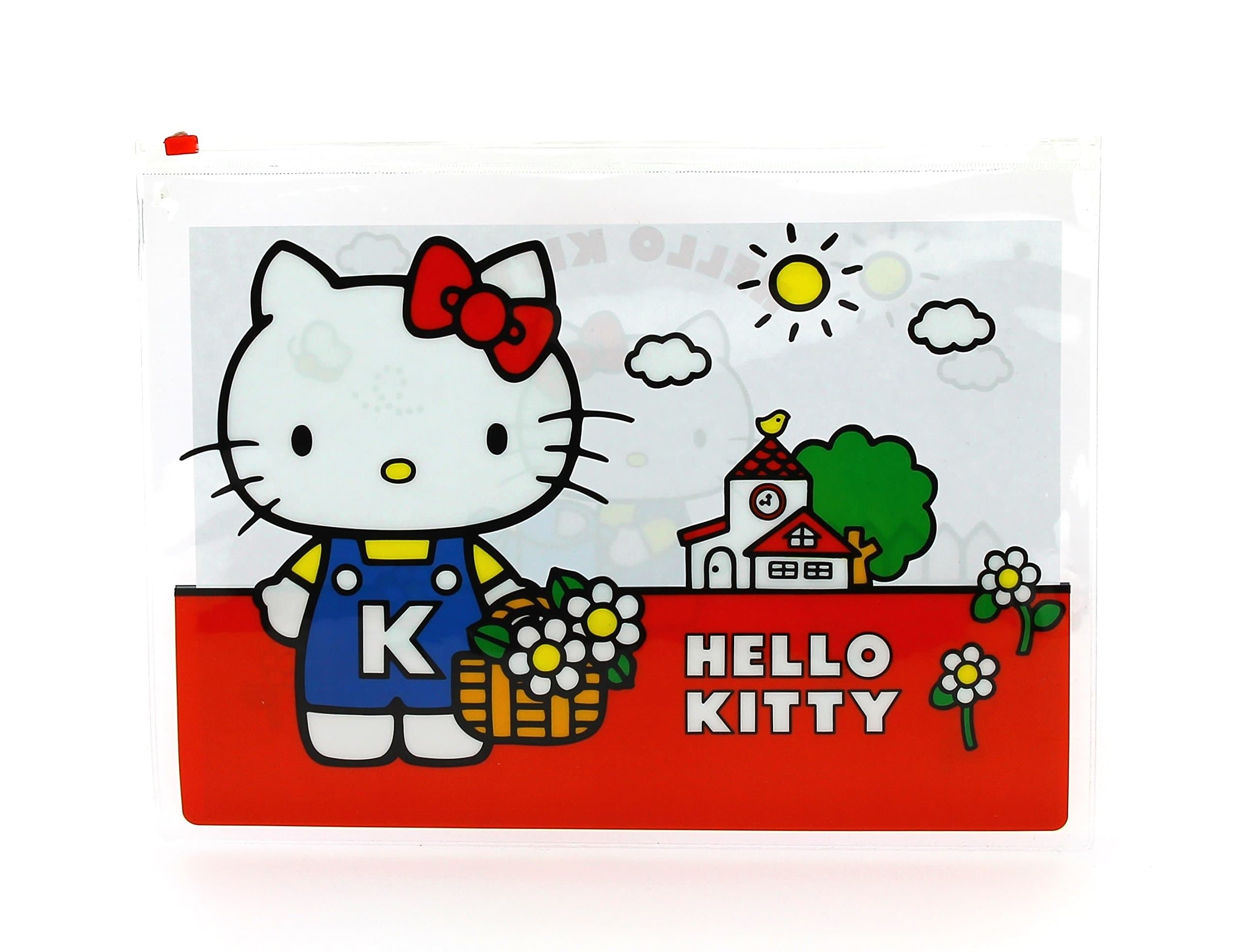 Hello Kitty - A4 Document Wallet | Zip Lock | Clear Plastic | 32.7 x 24.8 x 0.5 cm | Vintage Collection