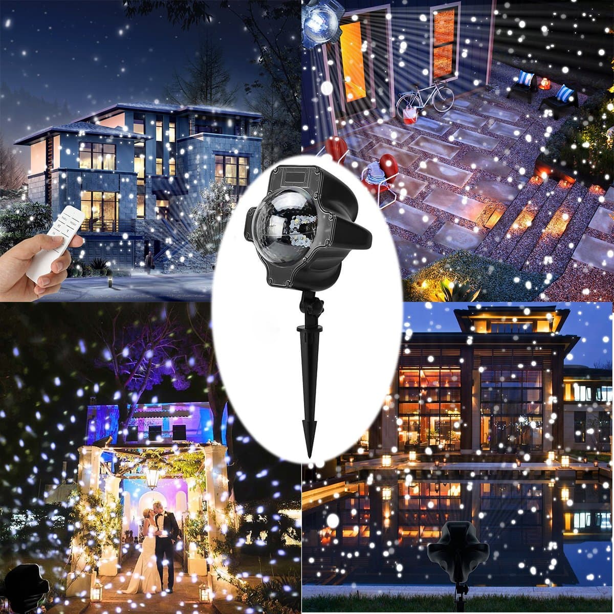 Christmas Projector Lights, Led Snow Lights with Remote Control, Waterproof Landscape Lights Indoor and Outdoor, Spotlights for Christmas Decorations Halloween Garden Patio Wedding Stage by Malivent