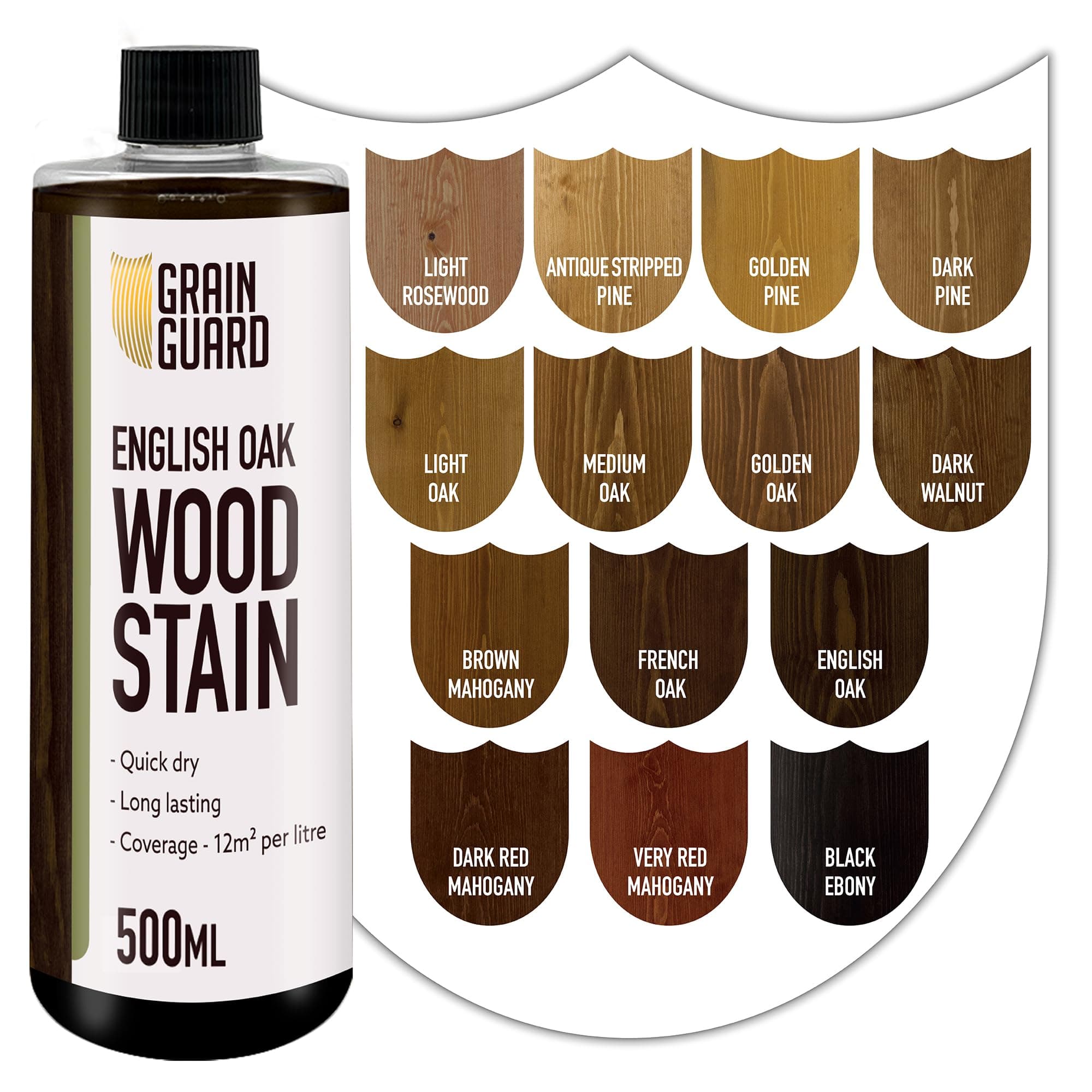 Wood Stain Water Based | English Oak | 500ml | Interior Furniture Stain | Light & Dark Stains | Eco-Friendly & Non-Toxic Wood Dye | Easy Application | Quick Dry & Low Odour