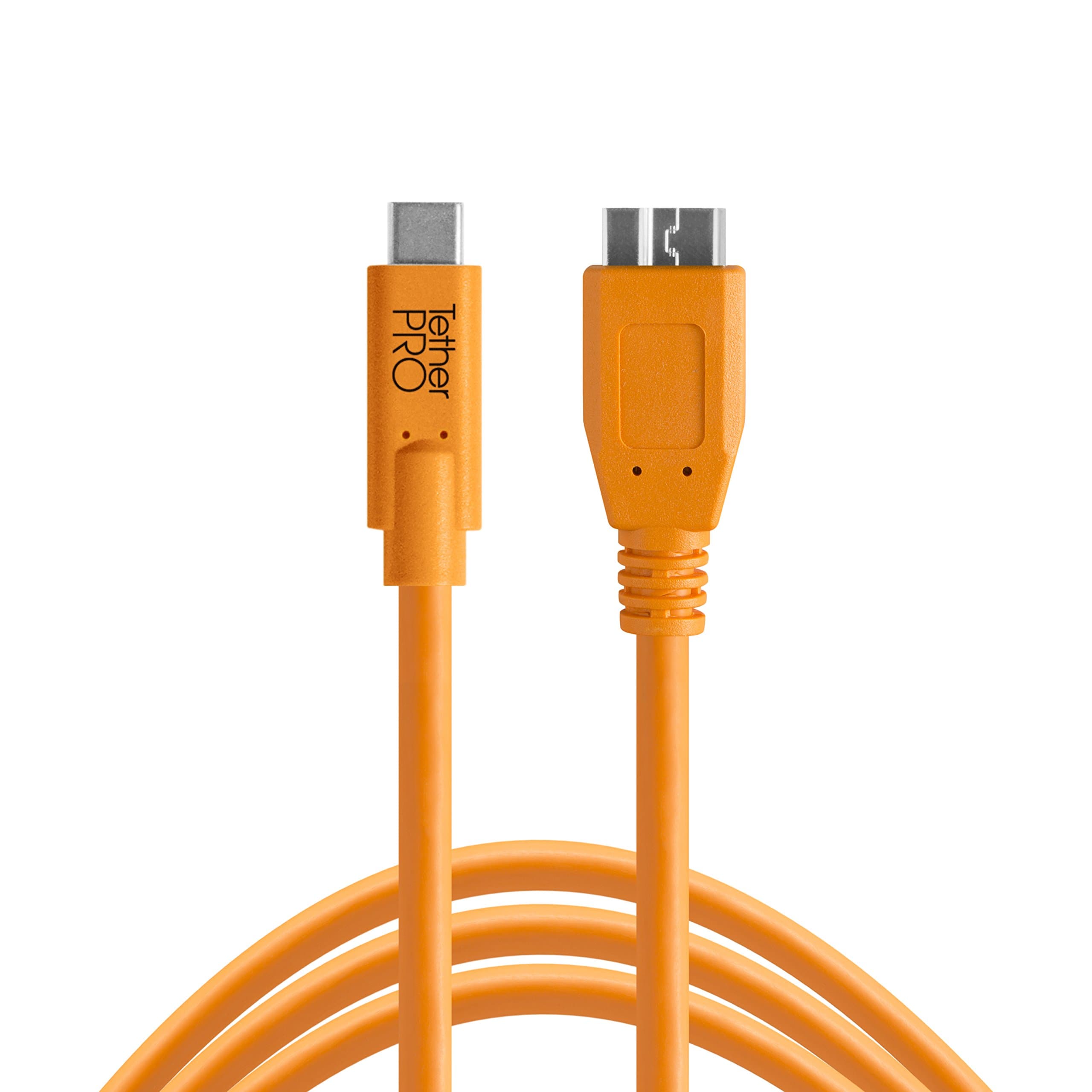 Tether Tools TetherPro USB C to 3.0 Micro B, 15' (4.6 m, High Visibility Orange)