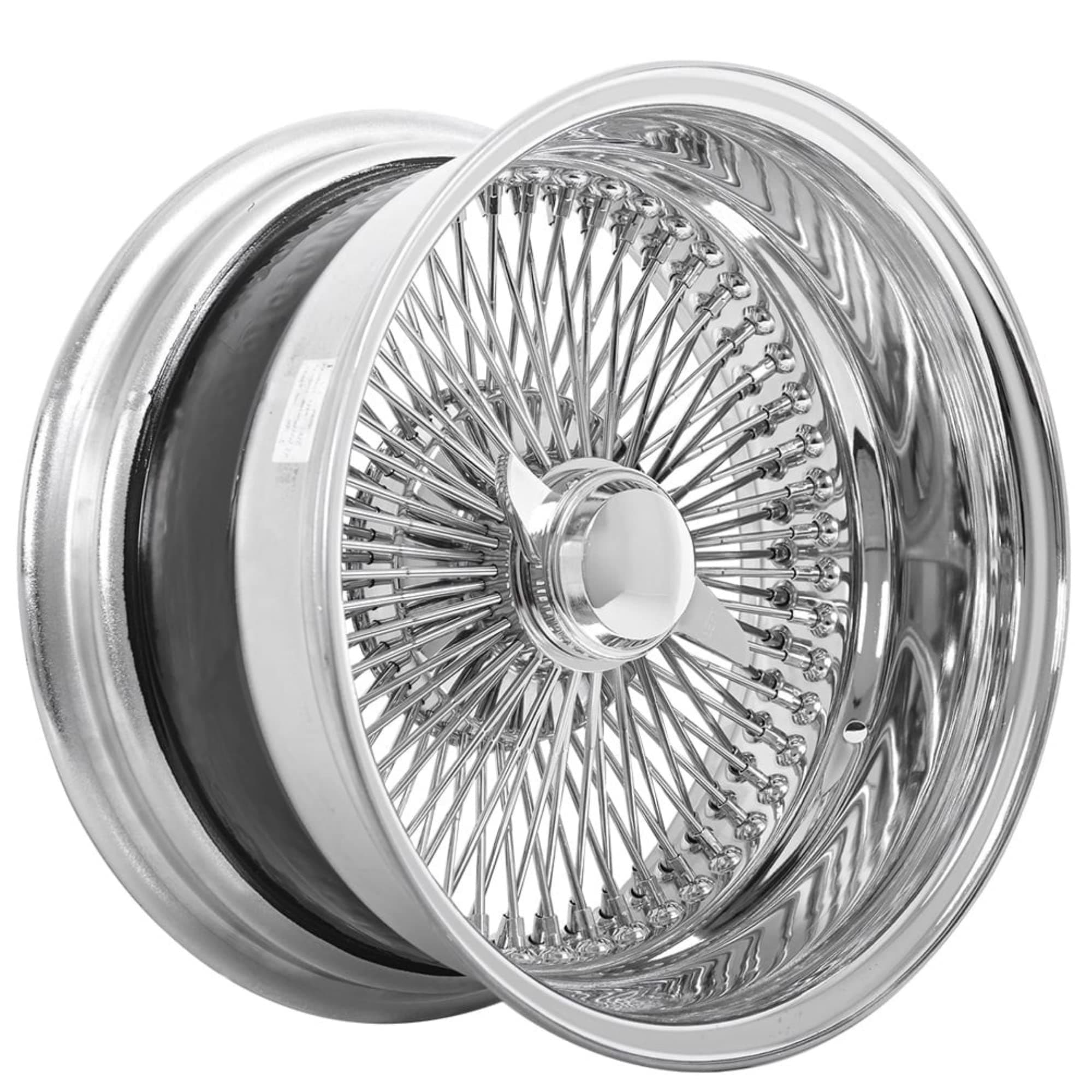 | 17x8” | Reverse 100-Spoke Straight Lace | Includes 4 Knock Offs, 4 Adapters and Tool | 17 Inch Rims | Chrome Finish
