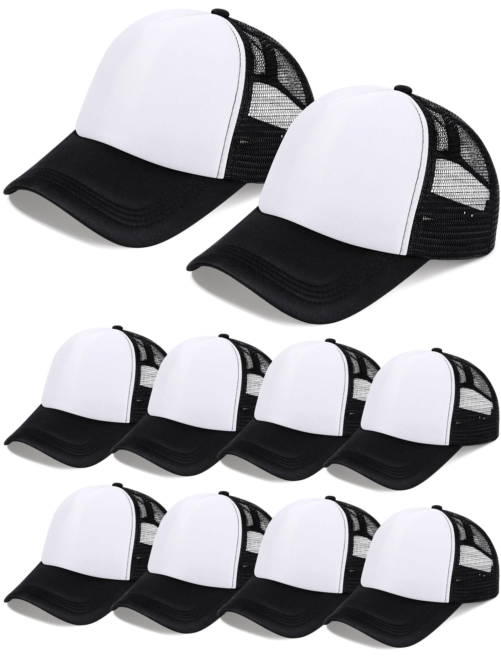 10 Pcs Sublimation Blank Trucker Hats Bulk Mesh Baseball Cap Polyester Mesh Trucker Hat for Men and Women