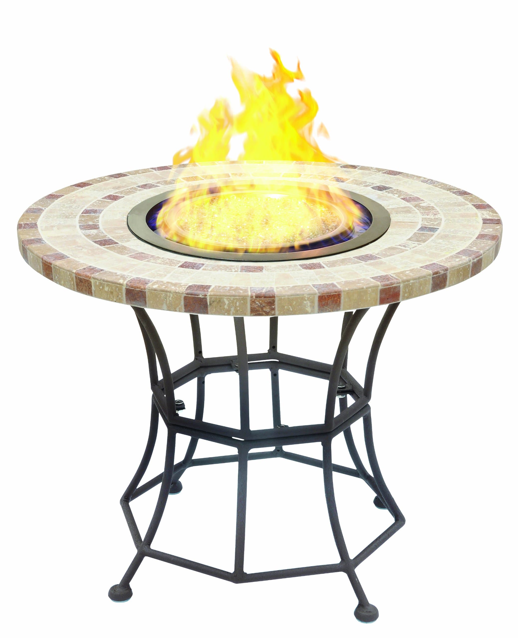 VioFlame VFFTM-26R Marble Top Table With Round Ethanol Burner