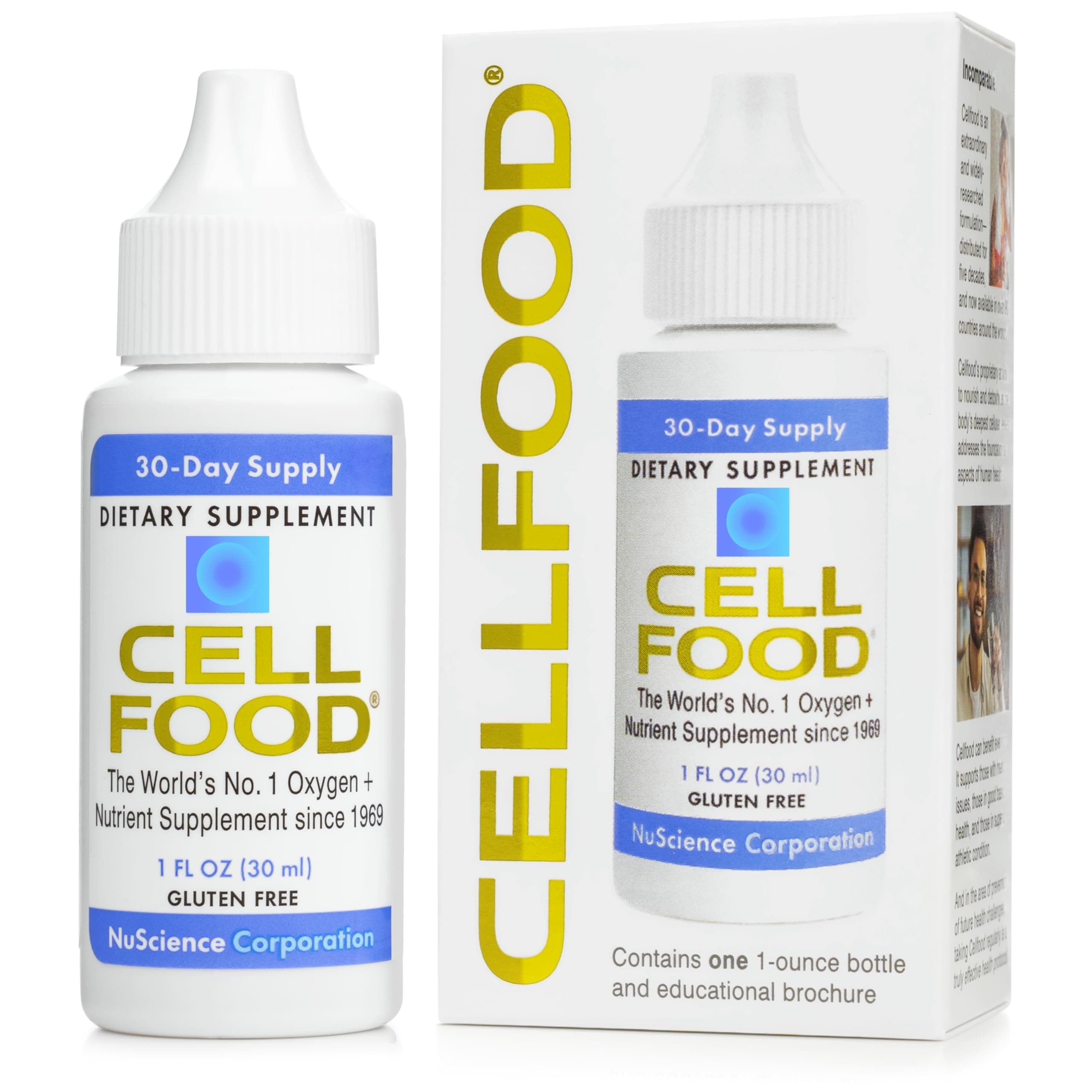 Cellfood Oxygen Boost, 1 fl oz - Liquid Oxygen Supplement for Lymphatic Drainage, Altitude Sickness, Jet Lag, Fatigue, Headaches, Hangovers & Energy - Gluten Free, Cert. Kosher - Makes Over 22 Quarts