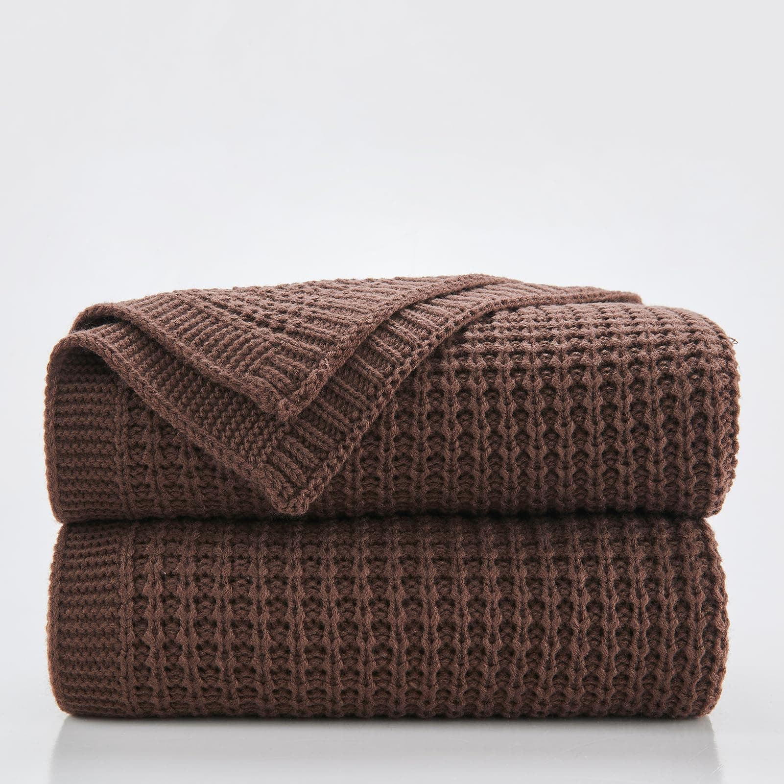 Douceur Brown Throw Blanket for Bed, Soft Chunky Cable Knit Throw Blanket, Classic Fisherman's Rib Stitch Pattern Throw for Living Room,60"X80"