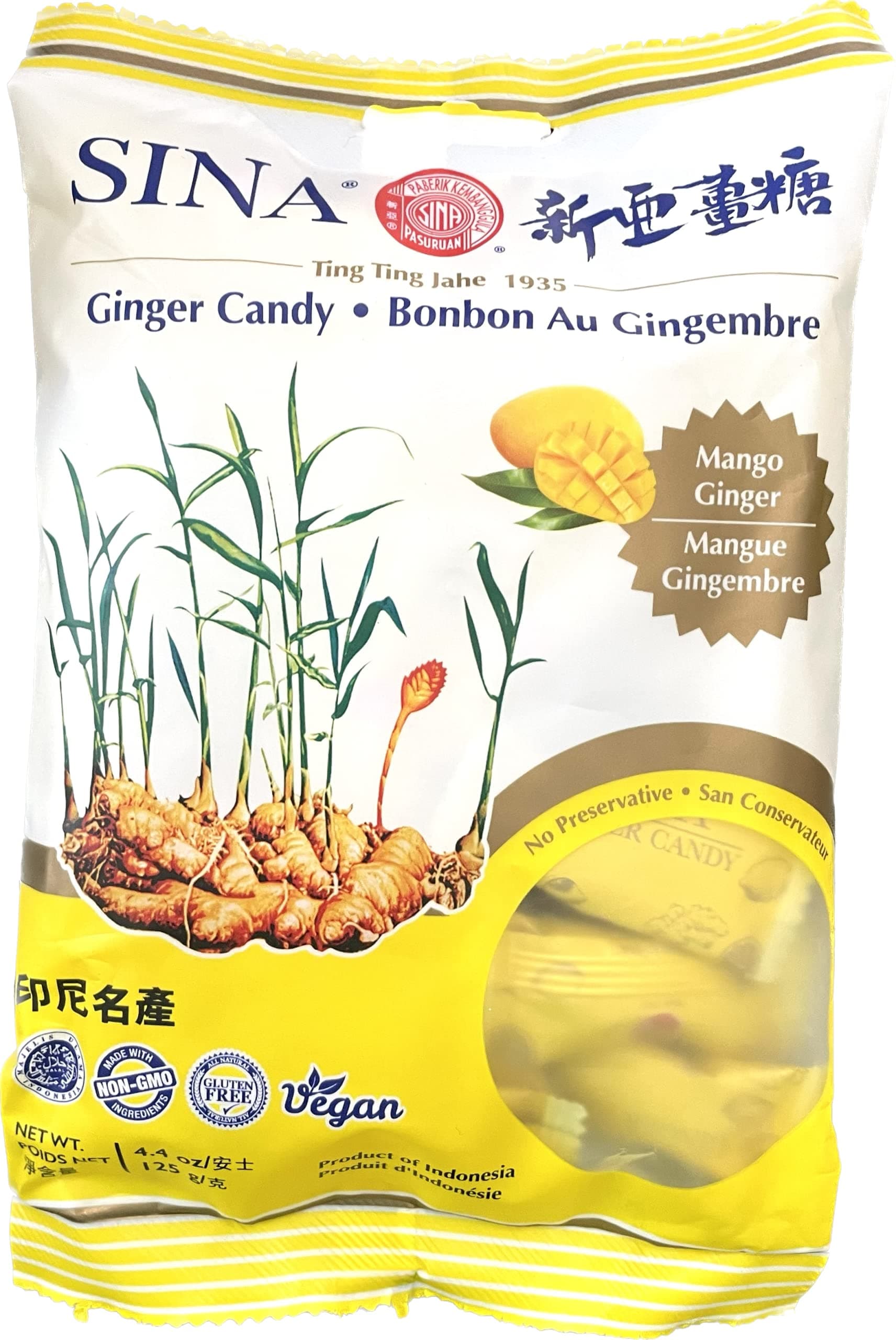 Ting Ting Jahe Ginger Chewy Candy with Mango, 4.4 oz