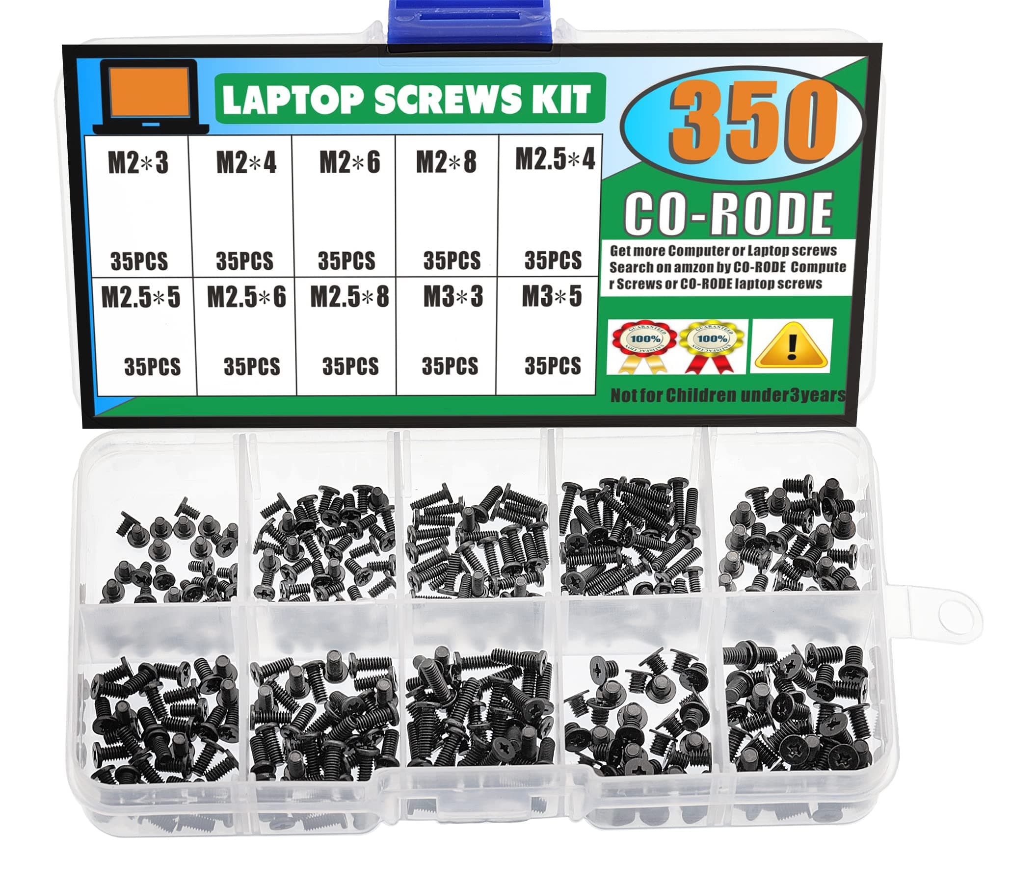 CO RODE 350 Pieces Laptop Screws Notebook Computer Screw Kit Set for IBM HP Dell Lenovo Samsung Sony Toshiba Gateway