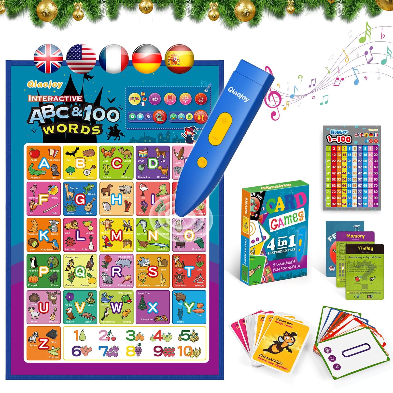 Alphabet Poster for Toddlers Interactive ABC Learning for Kids with Flash Cards Learn ABC Letters & Sight Words, Speech Therapy Toys for 2-4 Years