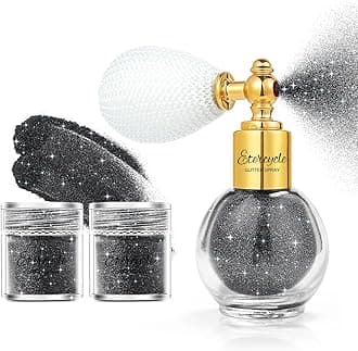 Etercycle Black Body Glitter, Hair Glitter Spray Fine Face Shimmer Powder, Longwear and Quick Drying Body Glitter Sparkly Glitter Gifts for Rave Clothes Nail Art Easter Christmas Halloween Crafts