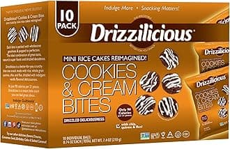 Mini Flavored Rice Cakes Cookies & Cream - Rice Crisps, Healthy Snack for Adults and Kids, Vegan, Gluten Free Snack, Allergen Free, Only 90 Calories Per Bag - 0.74 oz (Pack of 10)