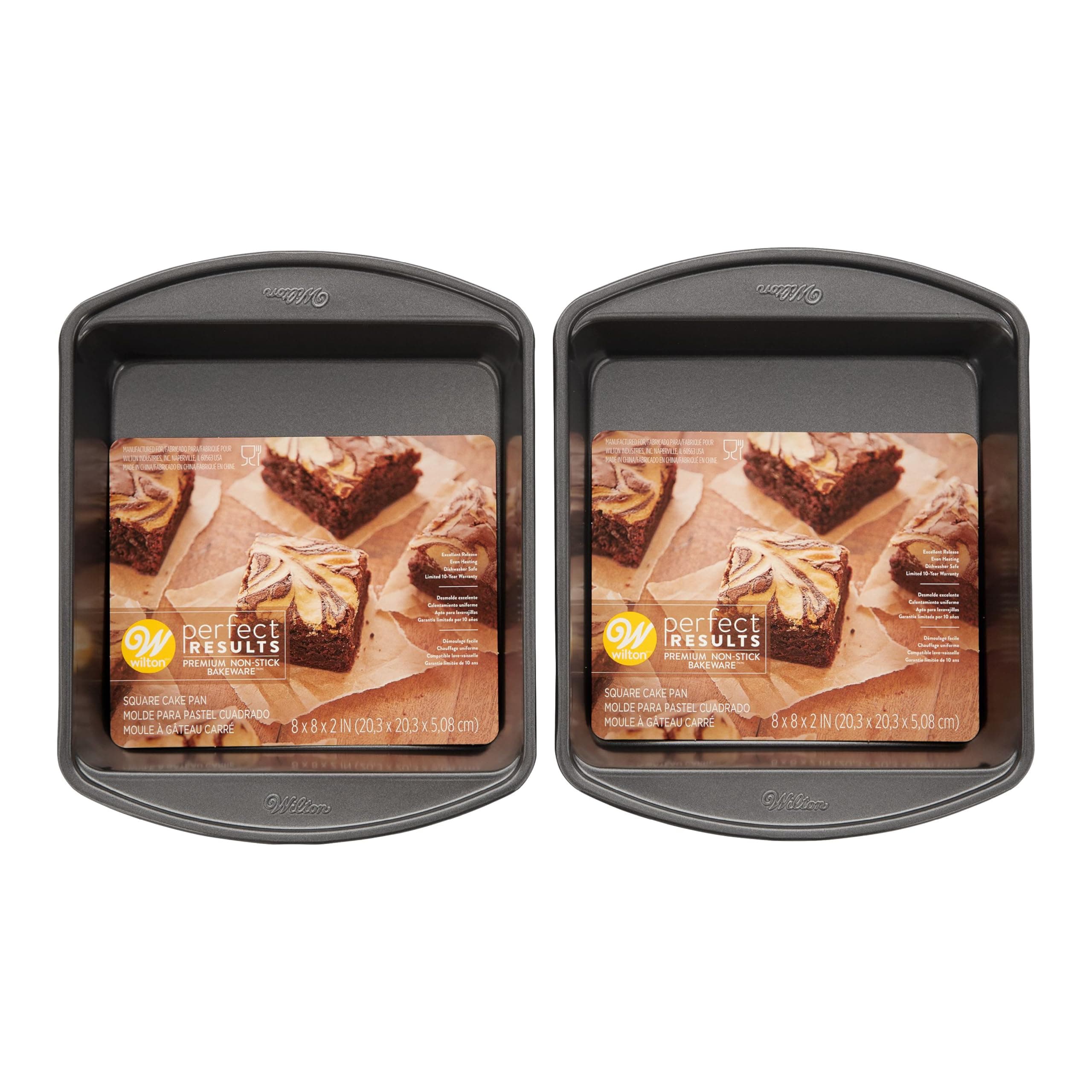 Wilton Perfect Results Square Non-Stick Cake Pan Multipack, 8-in. x 8-in. (2-Pack)