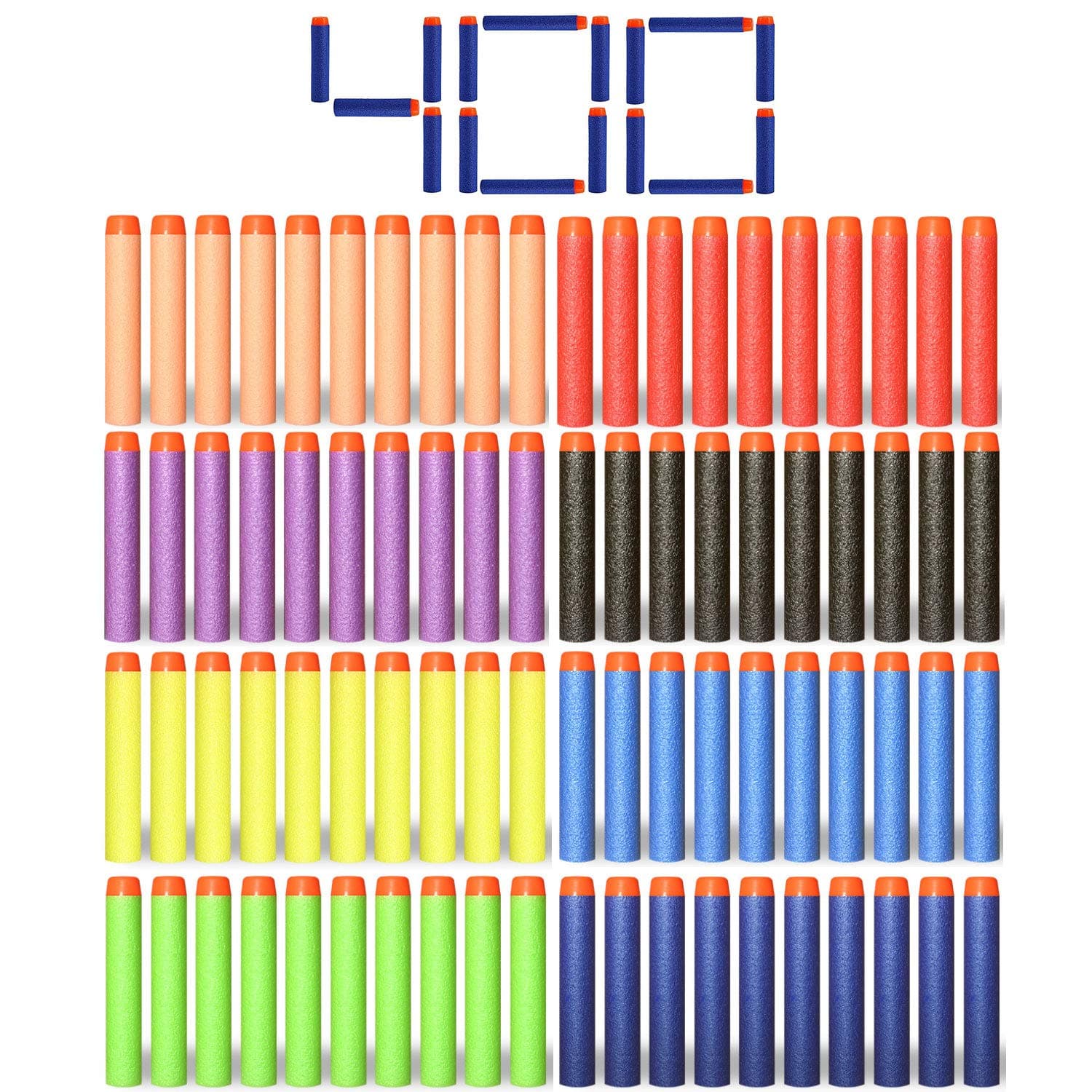 400 Pcs Colorful Refill Darts Bullets Ammo Pack for Nerf N-Strike Elite Series Blasters