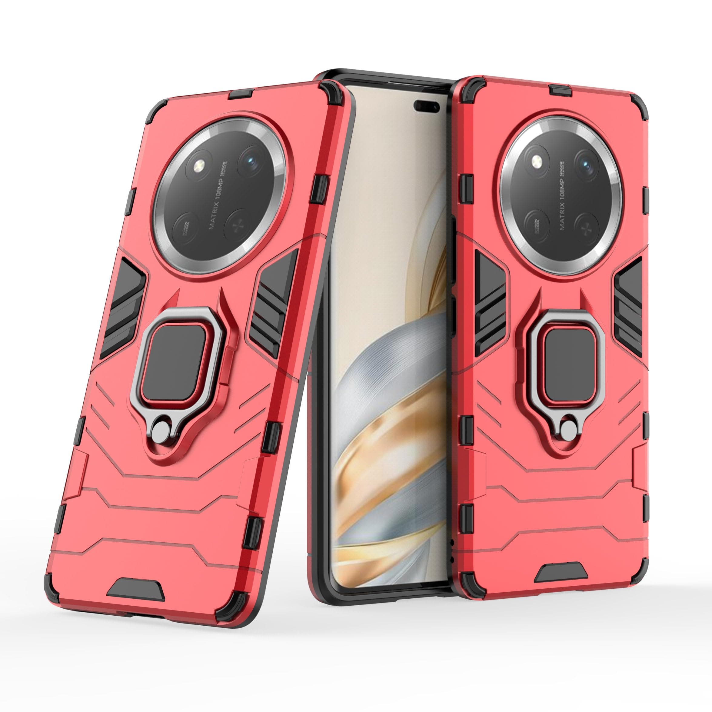 Case for Honor X60 Pro/X9C/MAGIC 7 Lite,Hybrid Heavy Duty Protection Shockproof Defender Kickstand Armor Case Cover,Red