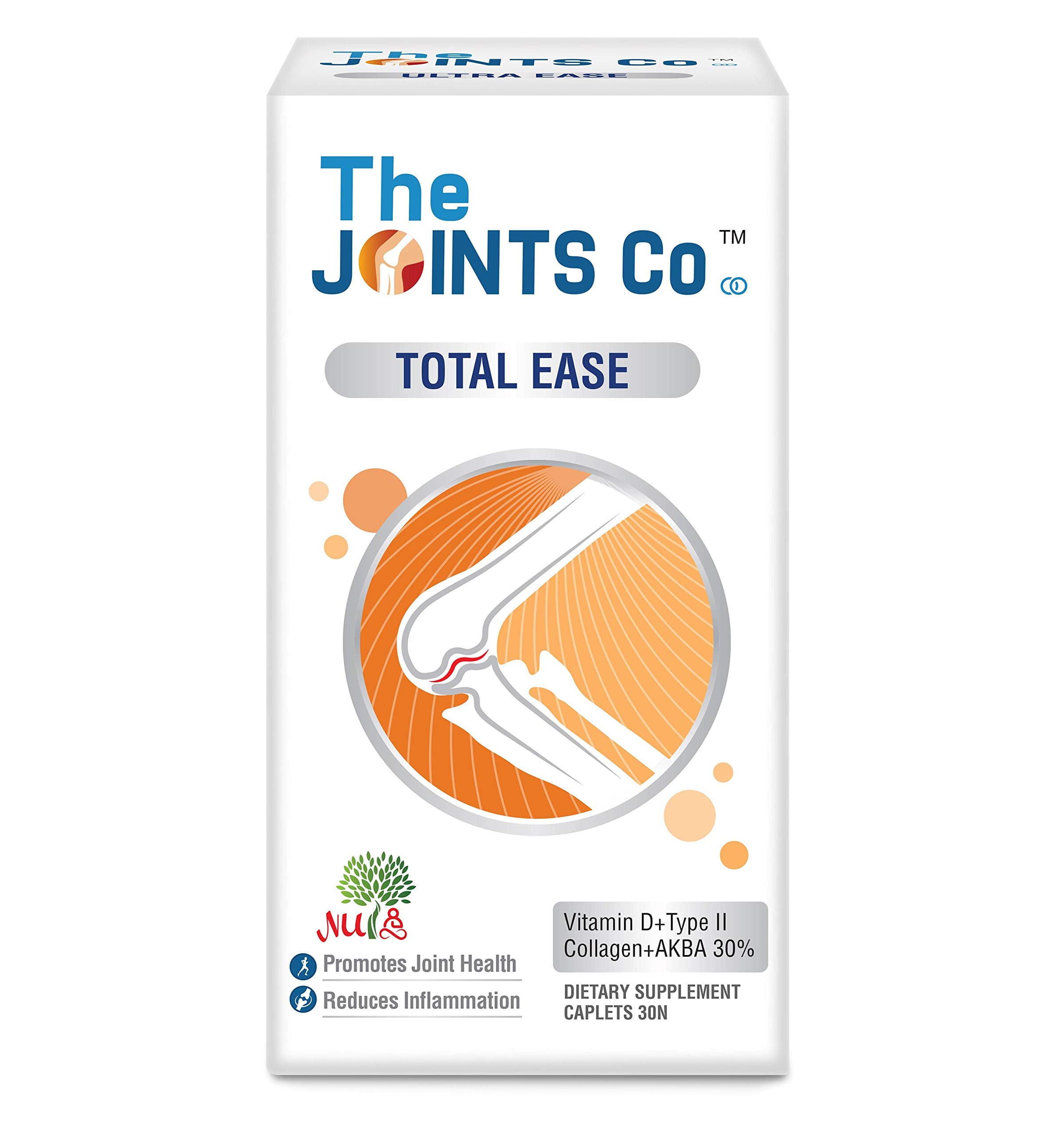 The Joints Co Total Ease with Collagen, AKBA 30% & Vit D for Joint, Bones & Cartilage Wellness - Pack of 30 Tablets (Pack Of 1)
