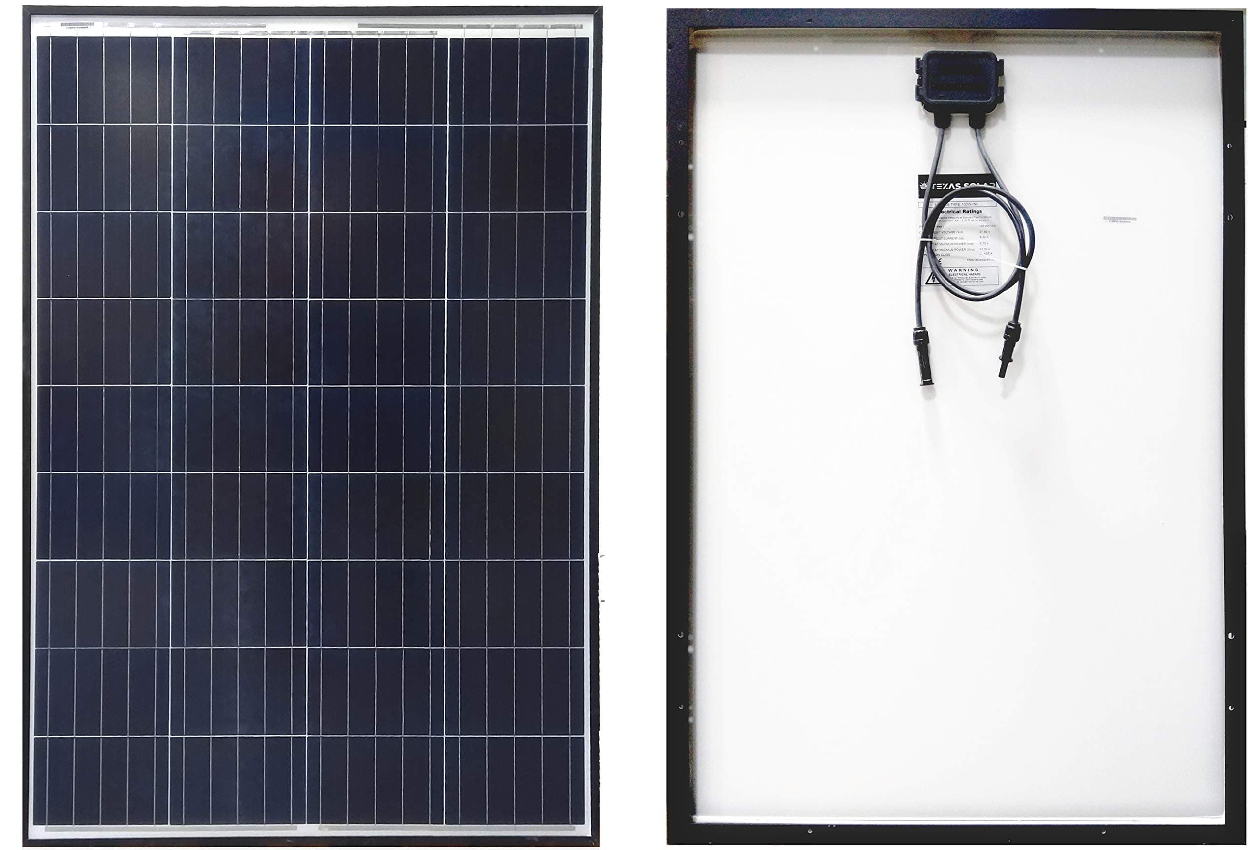 Texas Solar 100 Watt Polycrystalline 100W 12V Poly Solar Panel Module RV Marine Boat Yacht Off GridWaterproof Hail-Proof