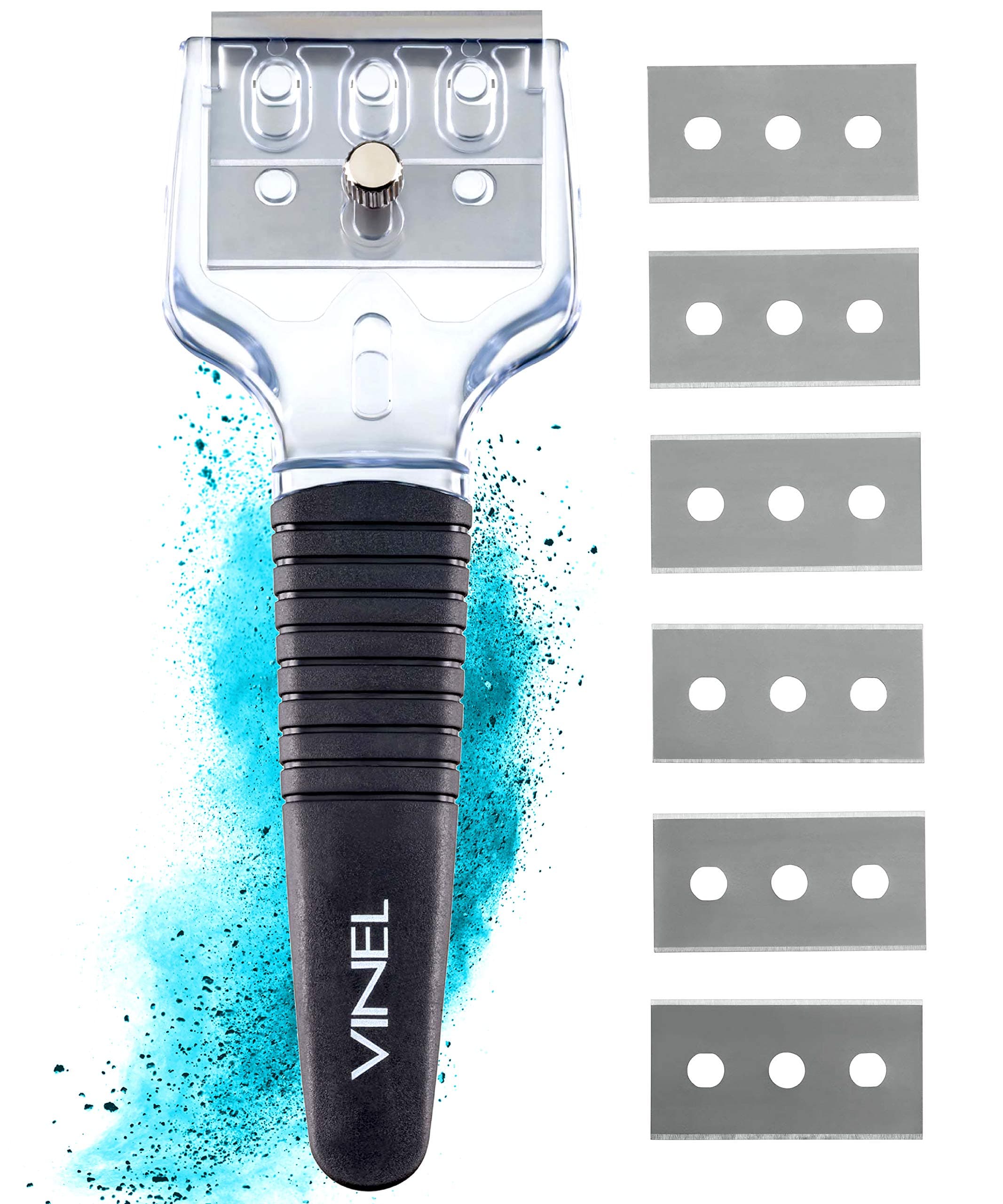 Vinel® Premium Hob-Scraper | Modern Design + 6 Replacement-Blades | Induction-Glass- Ceramic Cleaning Scraper - Cleans Fast & Reliably