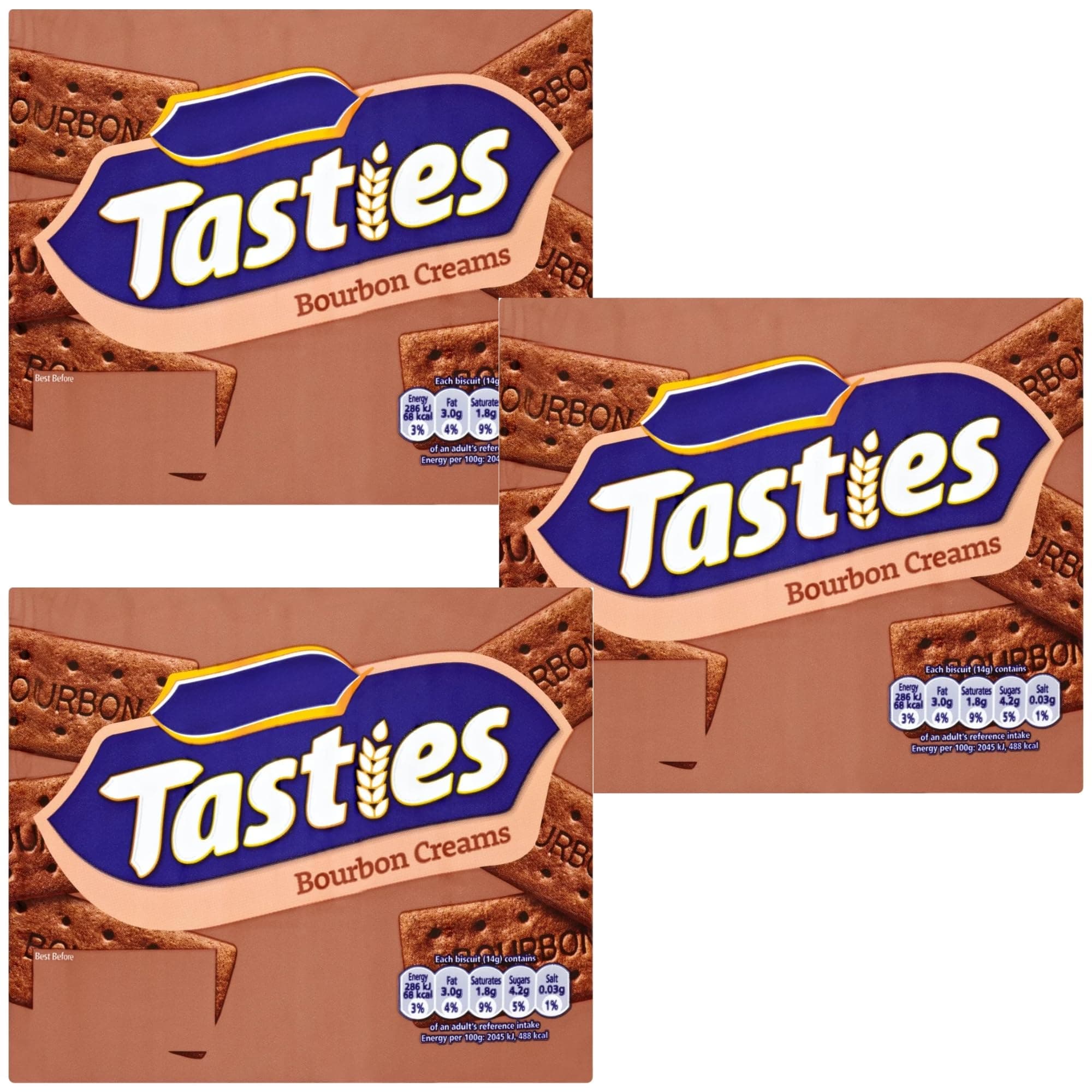 Chocolate Biscuit Bundle Containing Tasties Bourbon Creams 300g (3 Pack)
