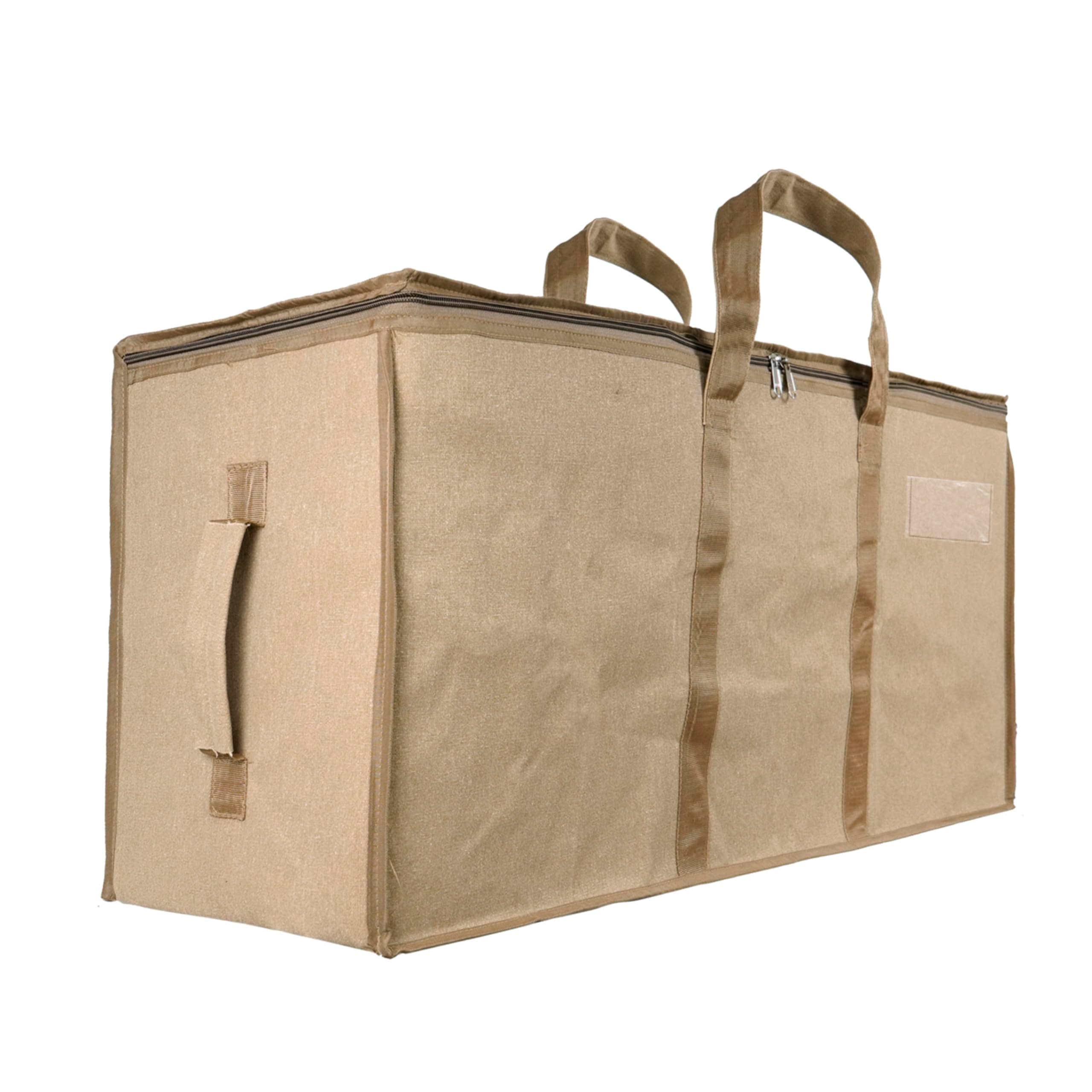 Storite Jumbo Super-Size 81 L Canvas Moisture Proof MultiPurpose Heavy Duty Storage Bag for Toys/Stationery/Blankets/Clothes/Moving Bags With Strong Reinforced Handles Rectangular Cream(87x26x36cm)