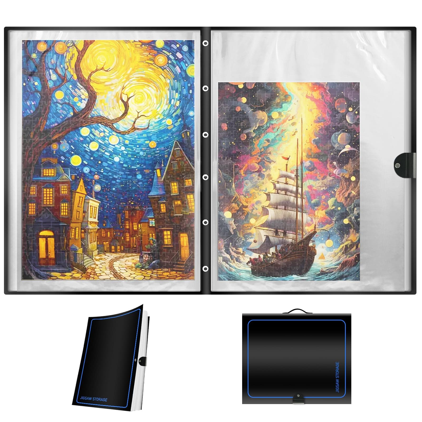 ALL4JIG Extra Large Puzzle Storage Folder Keeper for Jigsaw Enthusiasts - Space-Saving Organizer, Holds 20 Puzzles, 31.1x25.59x2.56 inches, HD Film Pockets