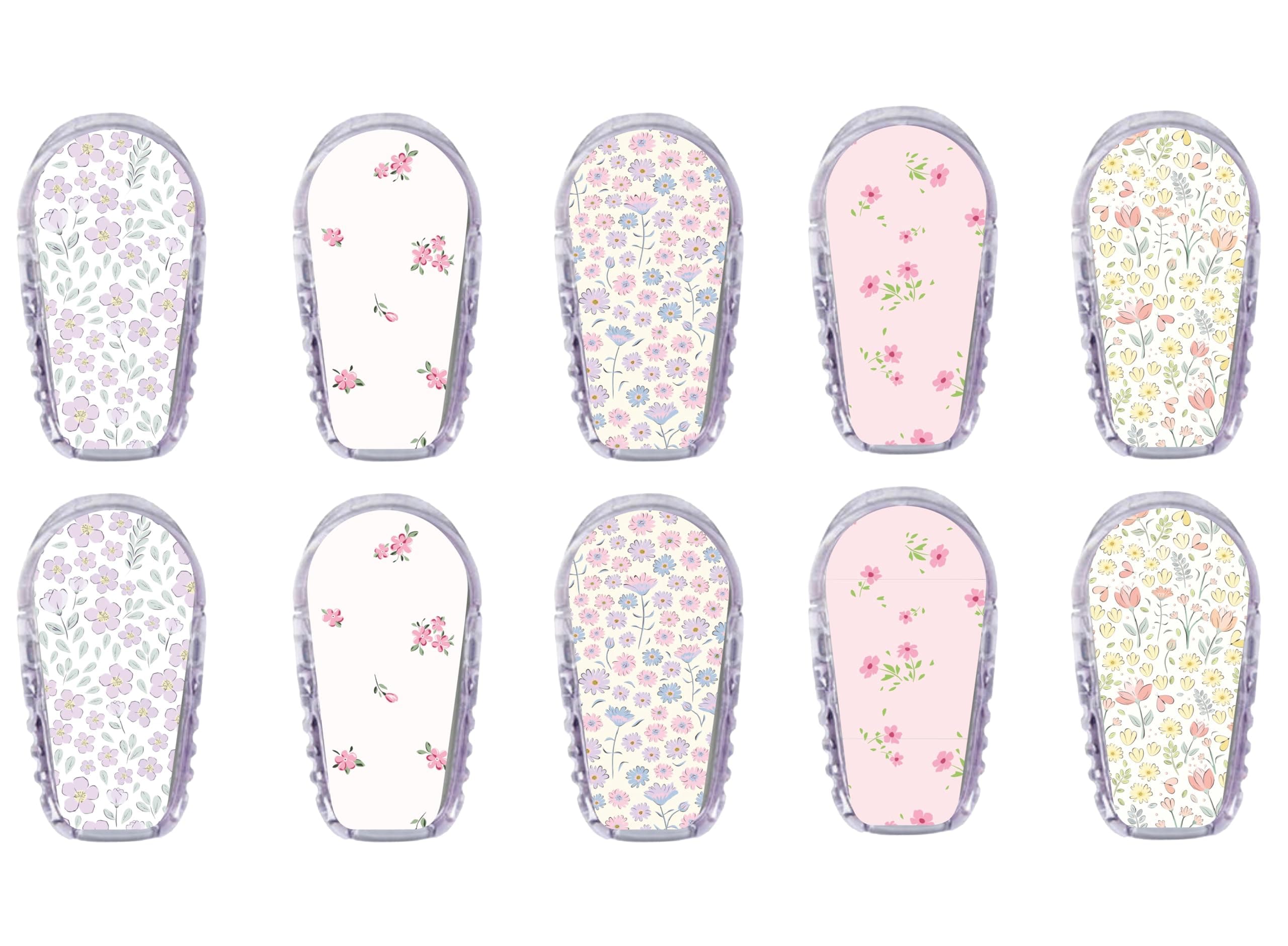 Adhesive Transmitter Stickers for Dexcom G6 (10 Count) – Pair with Glucomart CGM Patches, Waterproof & Durable (Spring Floral Variety Pack) (G6 Transmitter Stickers)