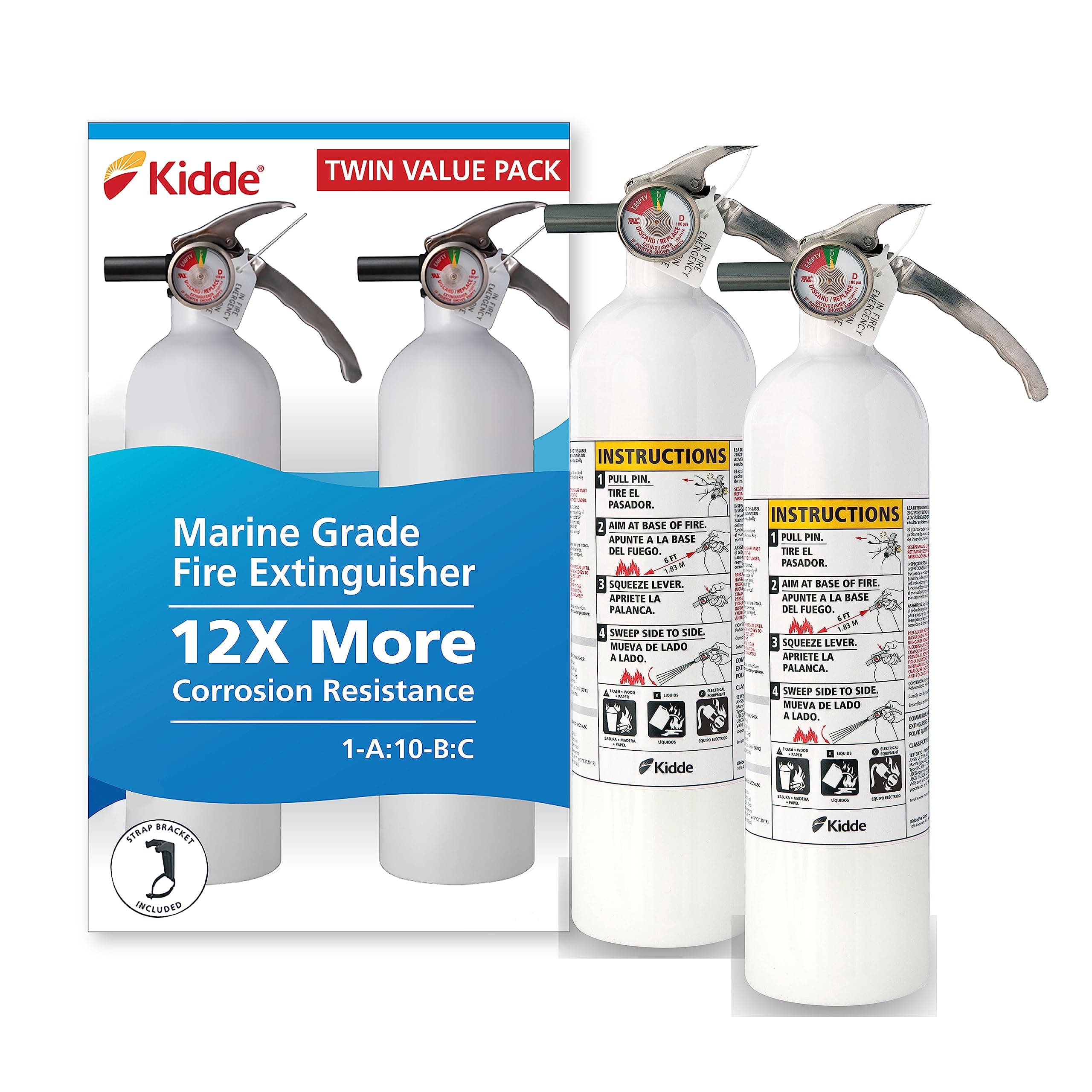 Kidde Fire Extinguisher for Boats, Single-Use 1A10BC, 2 Pack