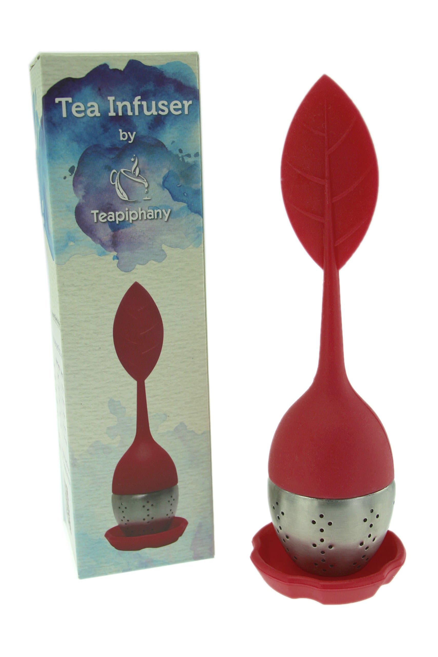 Teapiphany Loose Leaf Infuser, Single Serving Maker with Stainless Steel Tea Ball Strainer, Magenta