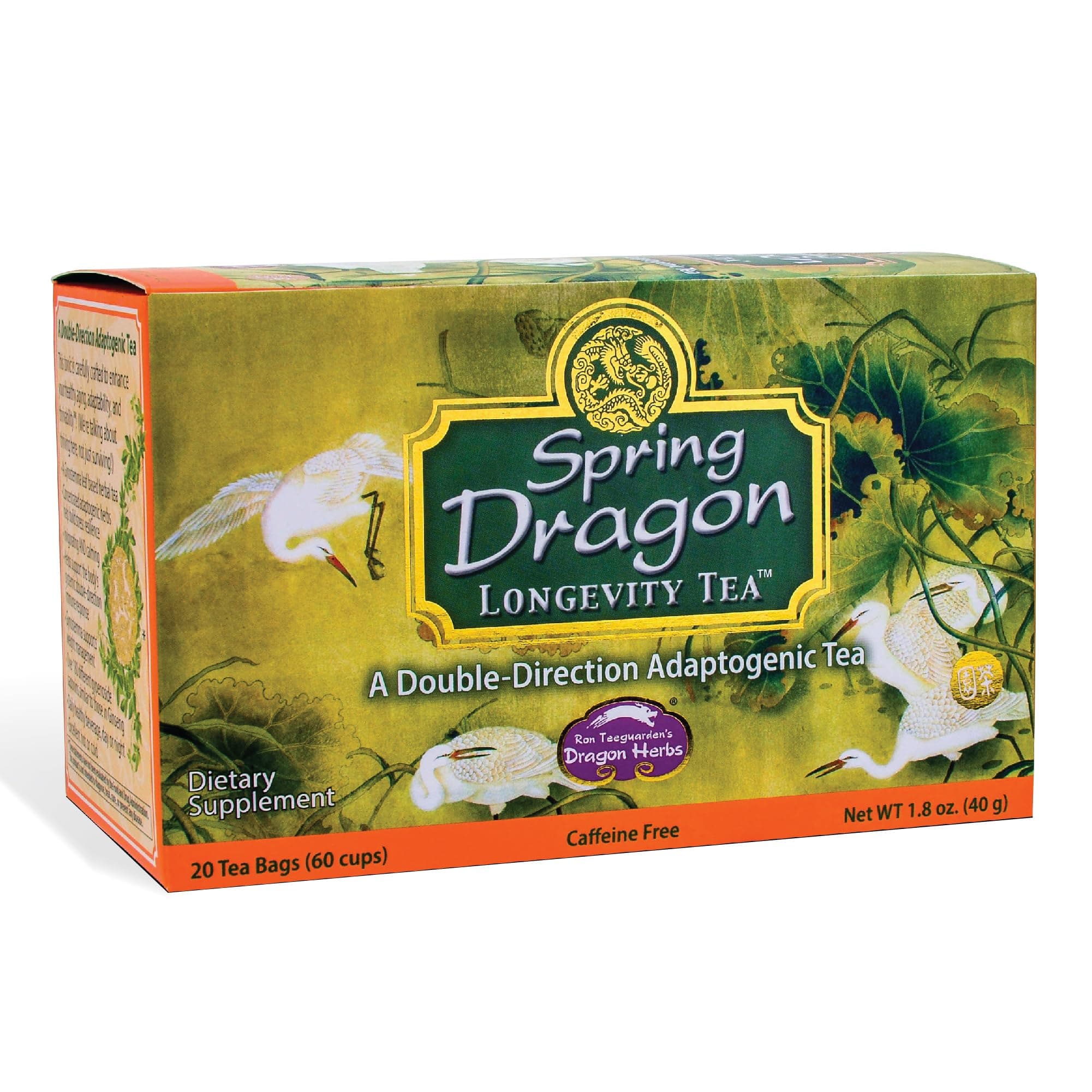 Dragon Herbs Spring Dragon Longevity Tea - Adaptogenic Gynostemma Leaf Herbal Tea Infused with Schizandra Berry, Goji Berry, Astragalus Root, Eleuthero Root, Luo Han Guo Fruit – Immune Support