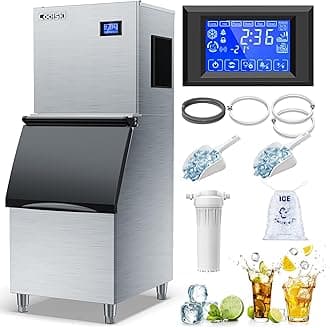 Coolski Commercial Ice Maker Machine 350LB/24H, 22'' Air Cooled Ice Machine Commercial Clear Cube/Efficient Cooling/Durable Construction, Ideal for Restaurants/Bars/Hotels, ETL Approved