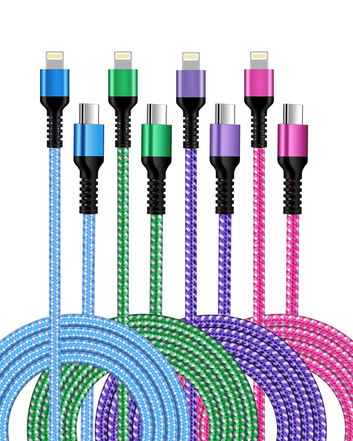 USB C to Lightning Cable, 6Ft/4Pcs Mfi Certified Thunderbolt to Lightening Cord, C-Type Apple Fast Charging Data Line Power Delivery Extension Braided Wire for iPhone 14 13 12 11 Pro Max SE, iPad air