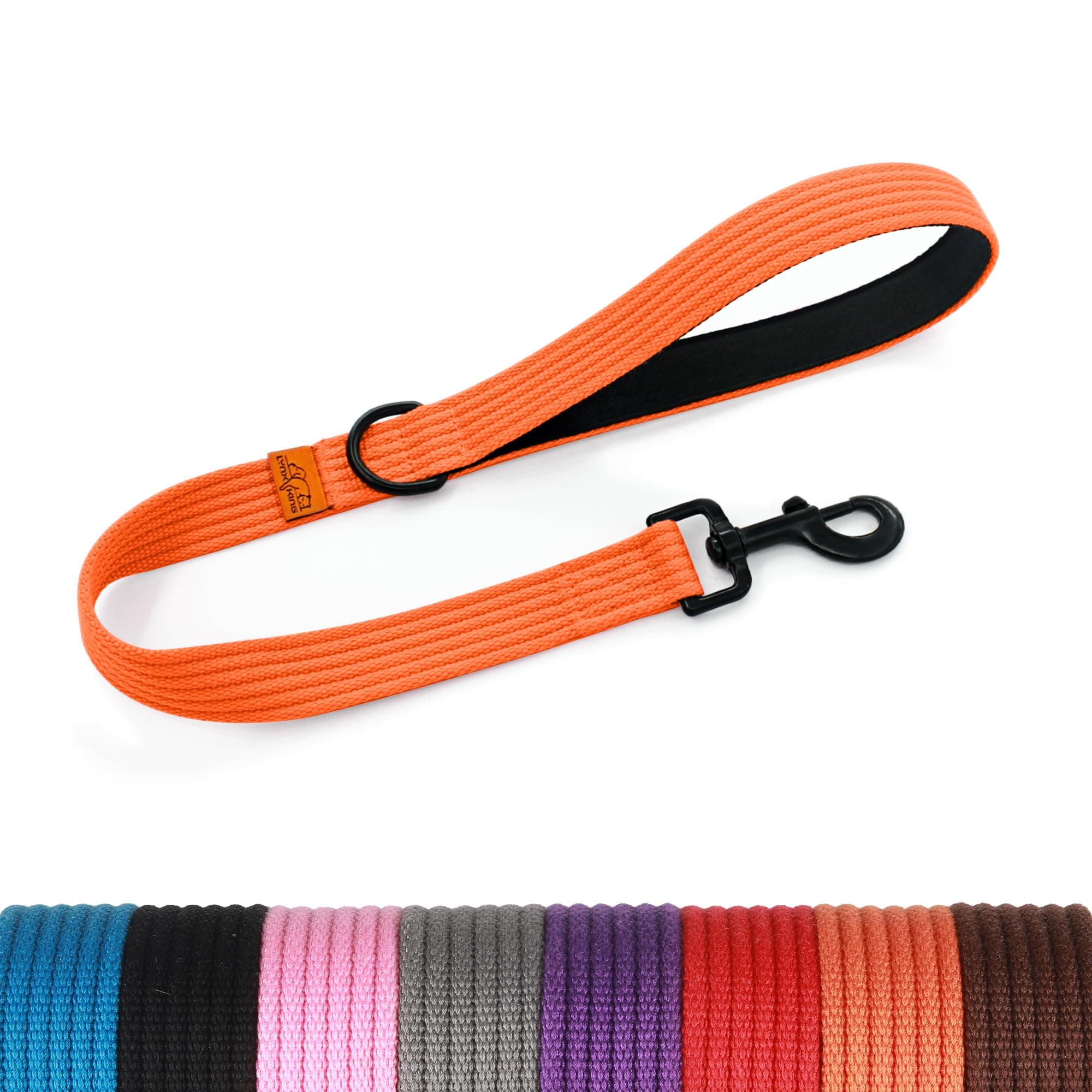 lynxking 2 FT Short Dog Leash Webbing Lead Snap Hook Leash Durable Pet Strong Traffic Walking Lead Leash for Large Medium Dogs 3/4" x2' Orange