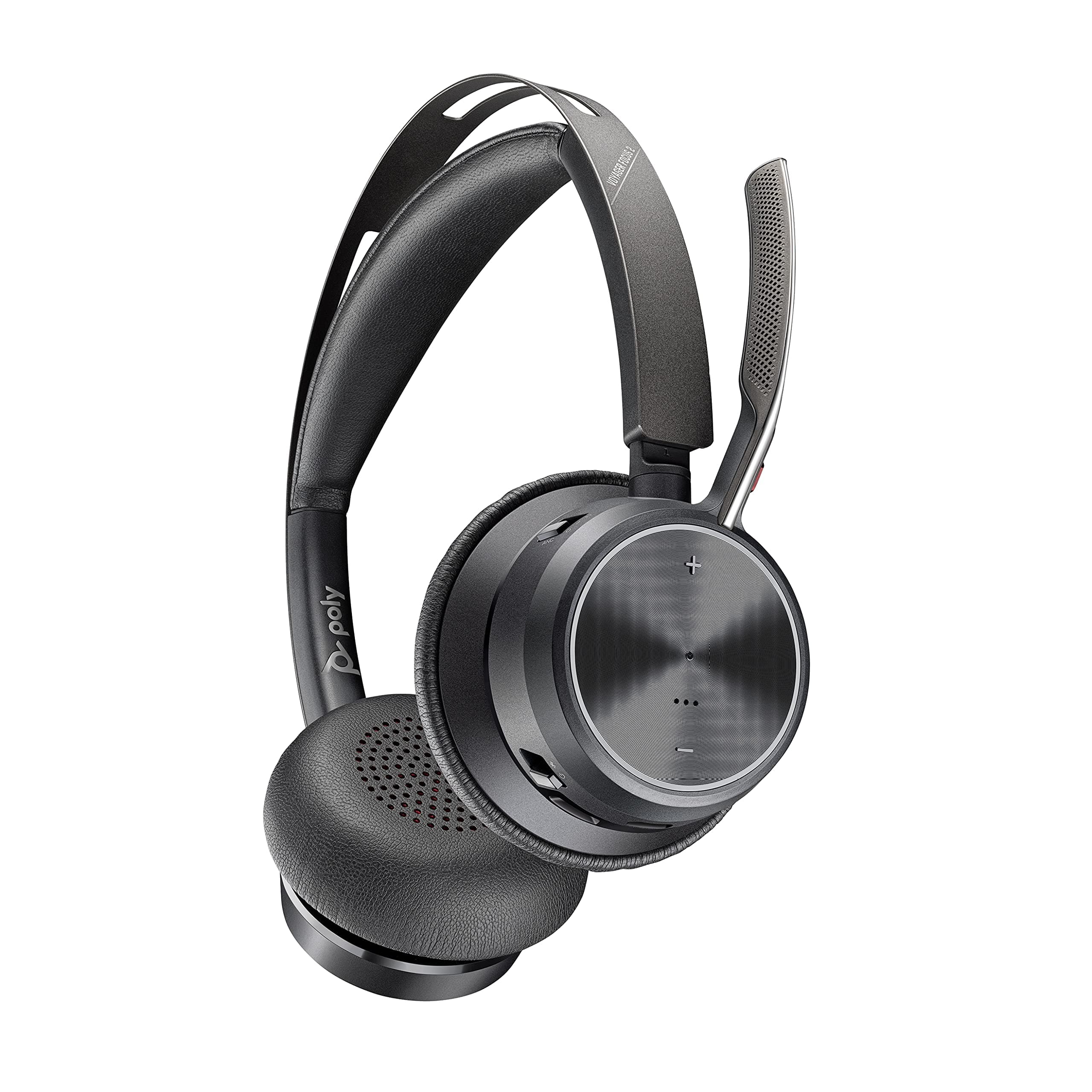 Poly - Voyager Focus 2 Office USB-A () - Bluetooth Dual-Ear (Stereo) Headset with Boom Mic - USB-A PC/Mac/Desk Phone Compatible - Active Noise Canceling - Works with Teams, Zoom & more
